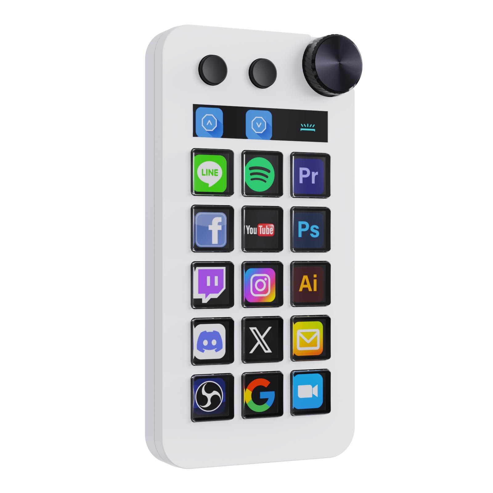 Basicolor N1 3-in-1 Macro Keypad:15 LCD Keys,Numpad& Calculator-Programmable Stream Controller Deck&Studio Controller for Streaming,Work,Gaming(Mac 14.0+/Win10+)-White