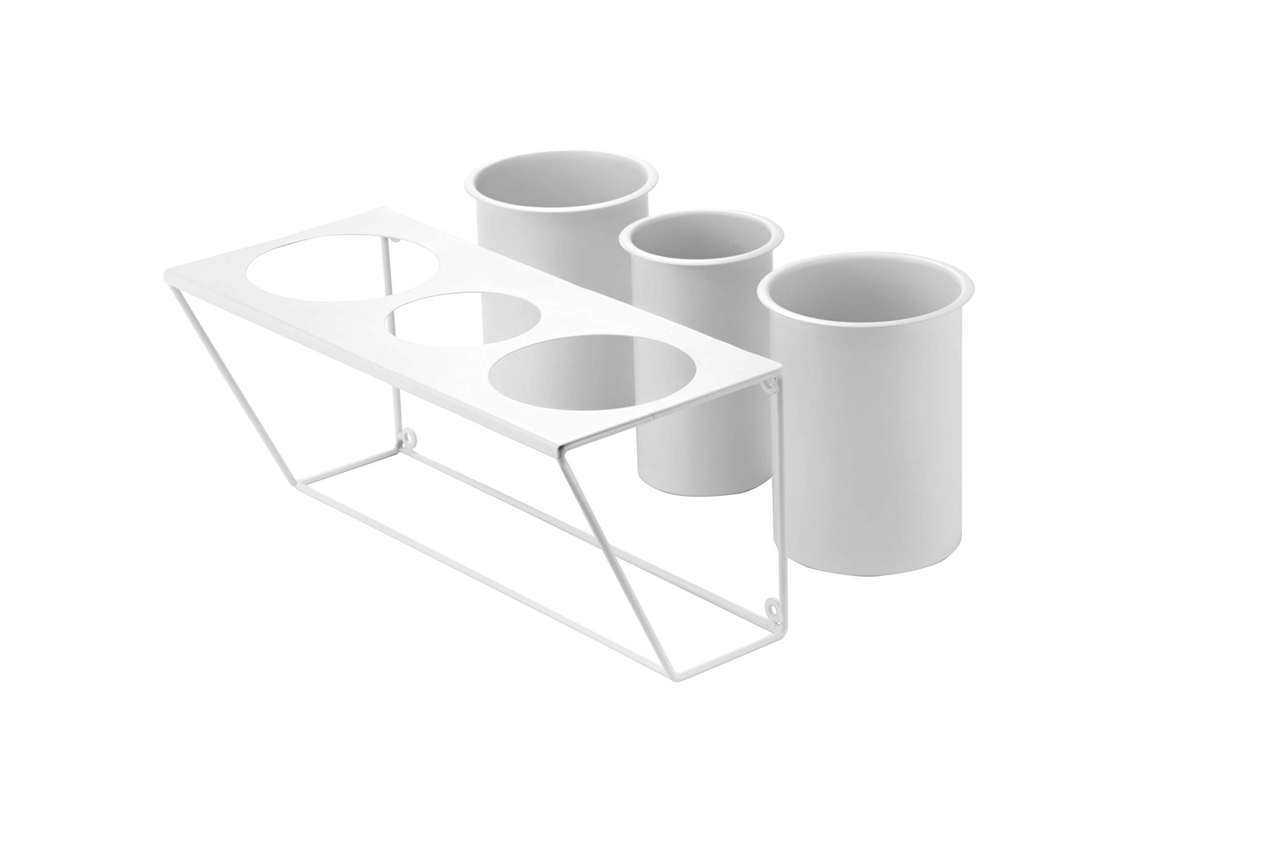 JACKCUBE Design supporto da parete per asciugacapelli per lo styling dei capelli, organizer per la cura del prodotto, accessori per il bagno, in acciaio, supporto per asciugacapelli: MK470 (bianco)