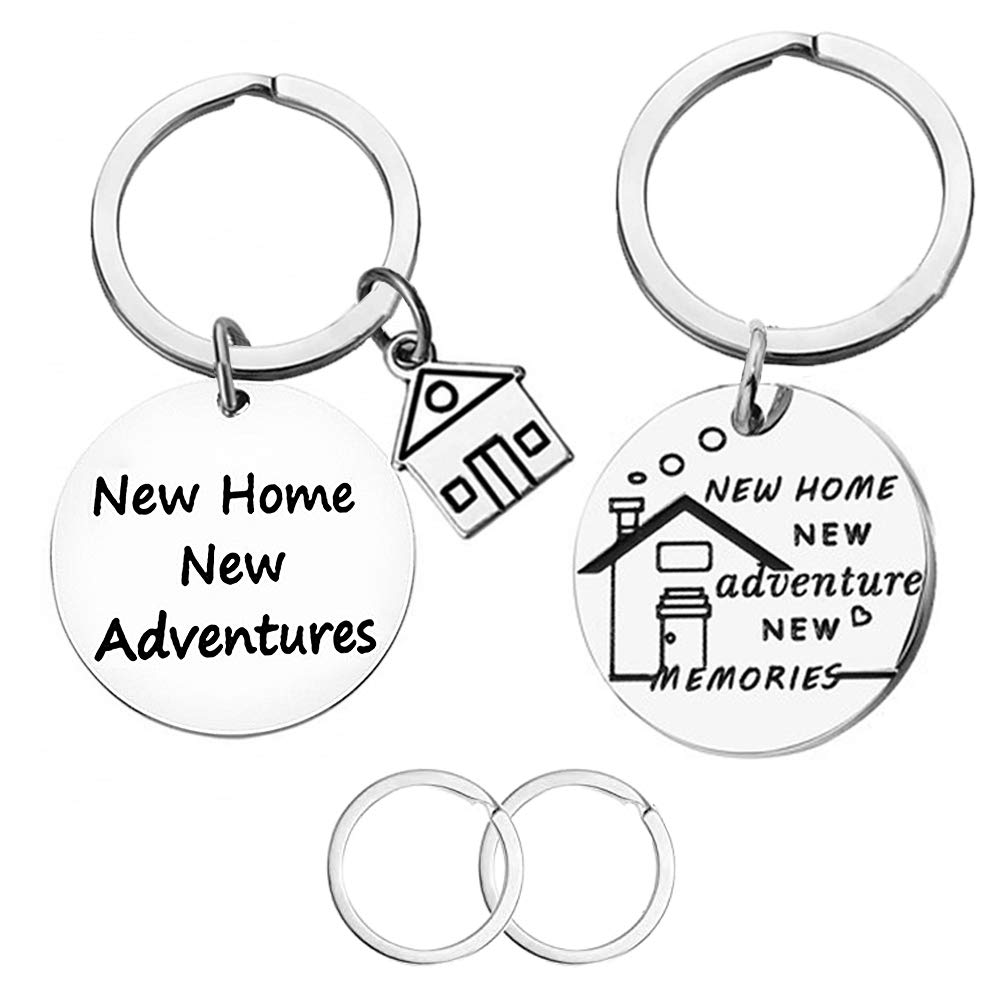 CNYMANY 2 Pcs New Home Keychains, Housewarming Gift New House Decoration Jewelry Key Rings for New House Owner Wife Husband Lover