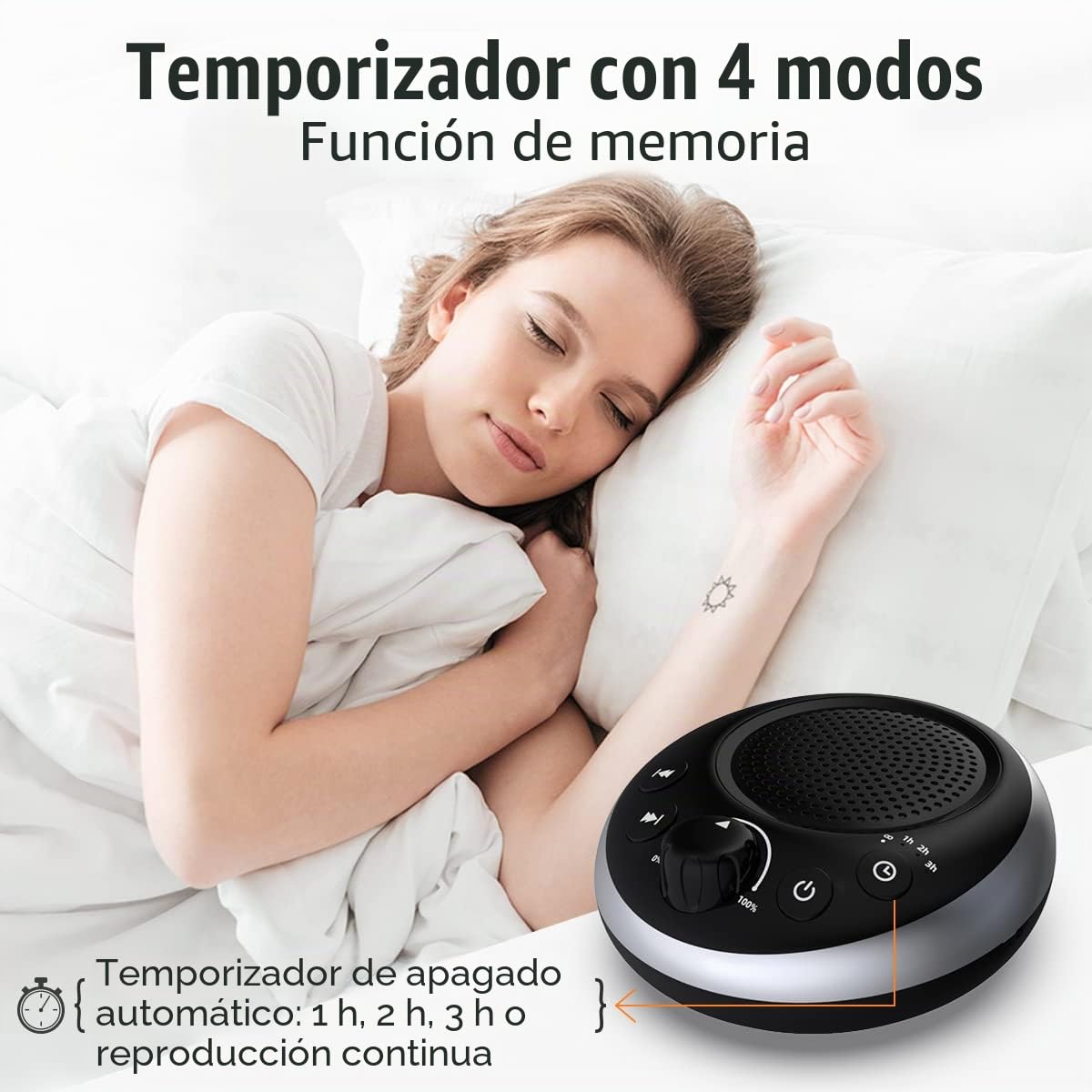 Máquina de sonido de ruido blanco fuerte, máquina de ruido marrón sin parar, 30 sonidos relajantes para bebés, niños y adultos, máquina de sueño de ruido rosa, 36 niveles Vol 4, función de memoria
