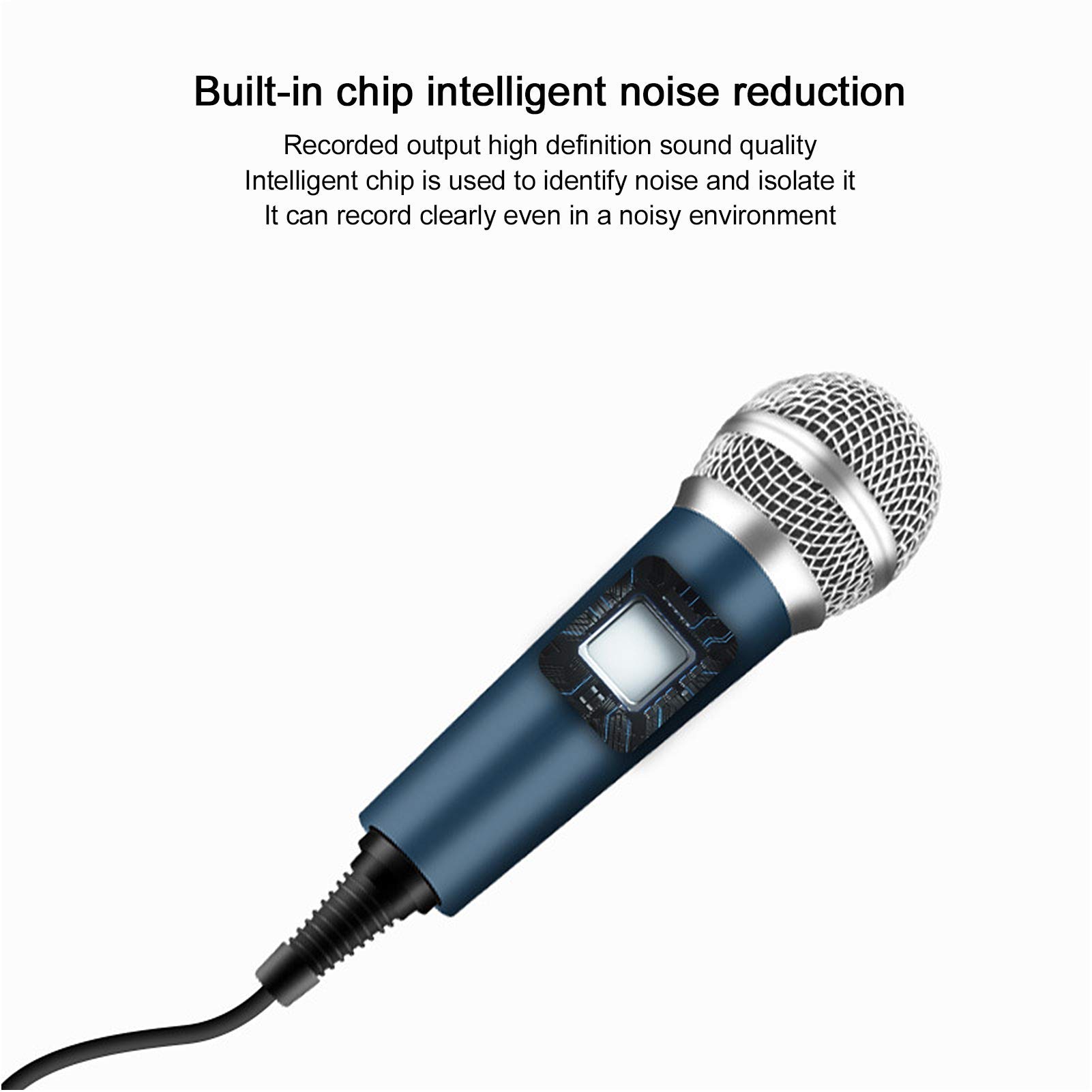 Microfono a condensatore cablato, Adattatore Audio da 3,5 mm a Forma di U per Computer, Karaoke, Desktop, Laptop
