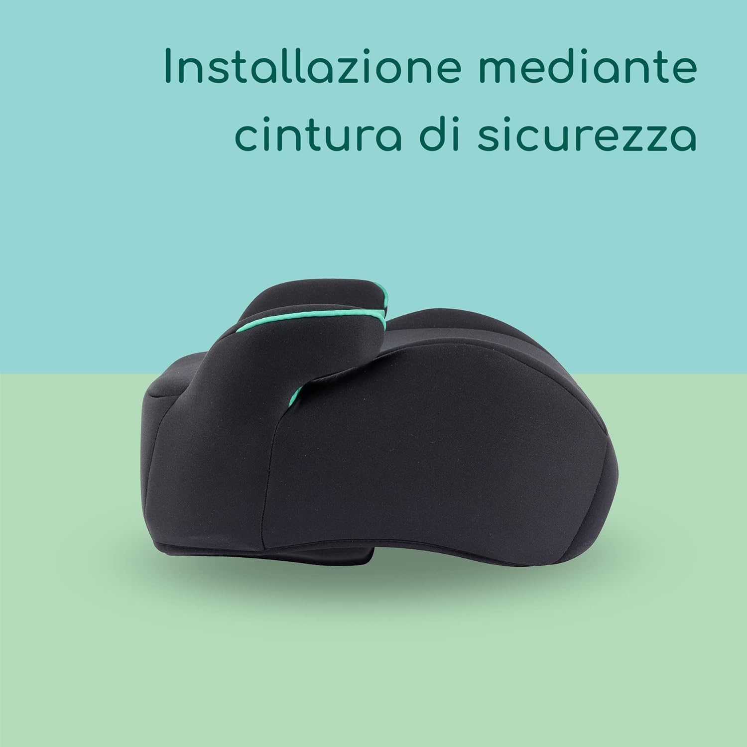 Bebeconfort Manga i-Safe Rialzo Auto, Alzatina auto per bambini 6-12 anni, 125-150 cm, Seggiolino auto leggero e compatto, Seduta imbottita, colore Full Black