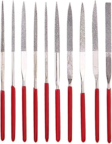 YAKAMOZ Juego de 10 limas de metal con mini diamante  aguja micro redonda, limas planas triangulares cuadradas para joyas, madera, piedra, vidrio