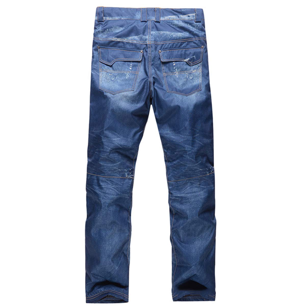 Caige Männer Denim Schnee Hosen Winddicht und wasserdichte Skihose im Freien warme Overalls, Abnehmbarer Schultergurt,Blau,S