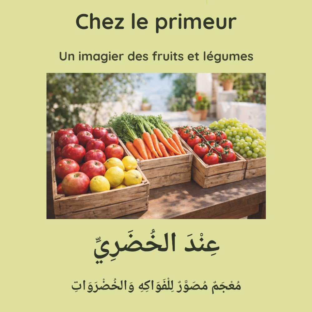 Chez le primeur: Imagier billingue fruits et légumes français arabe