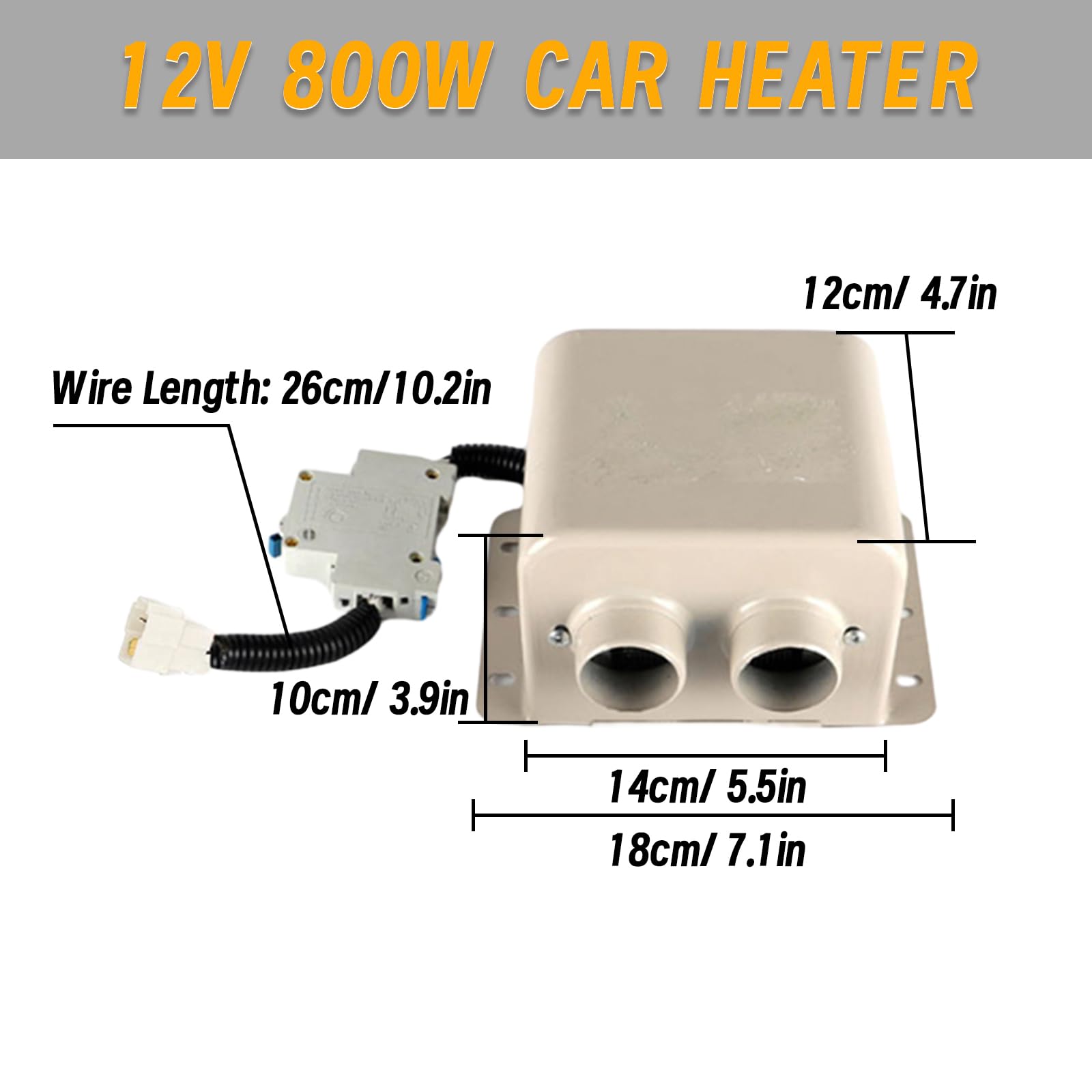 Riloer para Autocaravana, 12 V, 800 W, 2 Orificios, portátil, de Invierno, desempañador y descongelador de Parabrisas, Ventilador Compatible con Varios vehículos de 12 V.