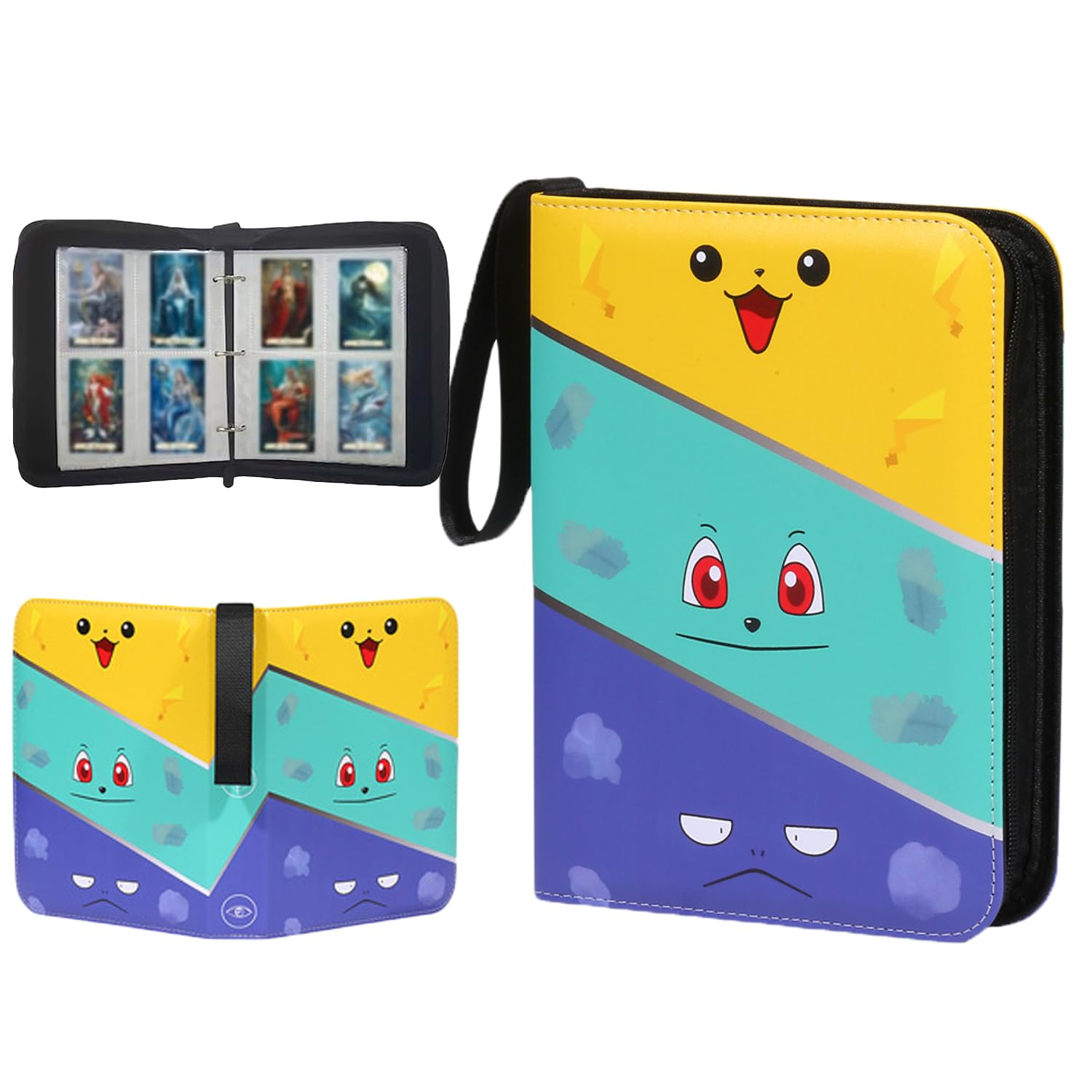 ZHUIYIWIN 4-Pocket Trading Card Zip Binder,400 Pockets Card Binder Folder, PU Leather Card Folder Trading for Collectible Games, Sports, TCG (Original, 4-Pocket)