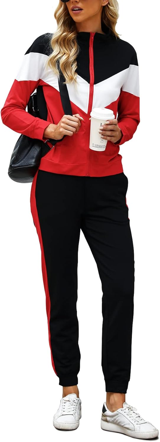 Marvmys Women's Tracksuit Set 2 Piece Sweatsuit Outfits Long Sleeve Zip Up Lounge Jogger Set with Pocket