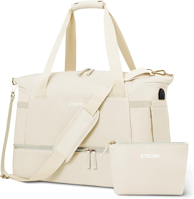 Gym Duffel Bag for Women, A-Beige, NO, Gym Bag Travel Bag