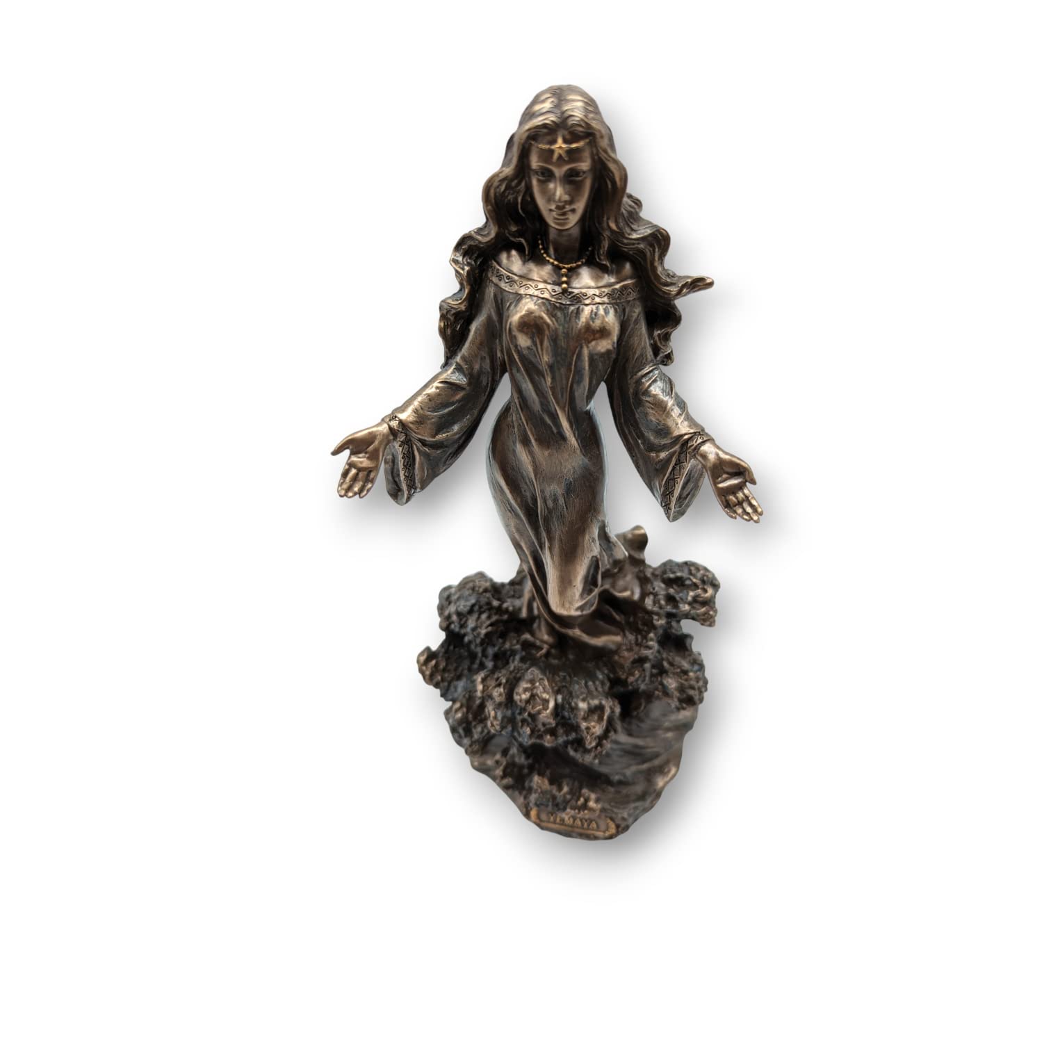 Figura Decorativa Clásica, Diosa Africana Yemaya del Mar y la Fertilidad, Resina Efecto Bronce Antiguo, Escultura de Orisha Yemanyá, Mitologia Yoruba, 27 cm