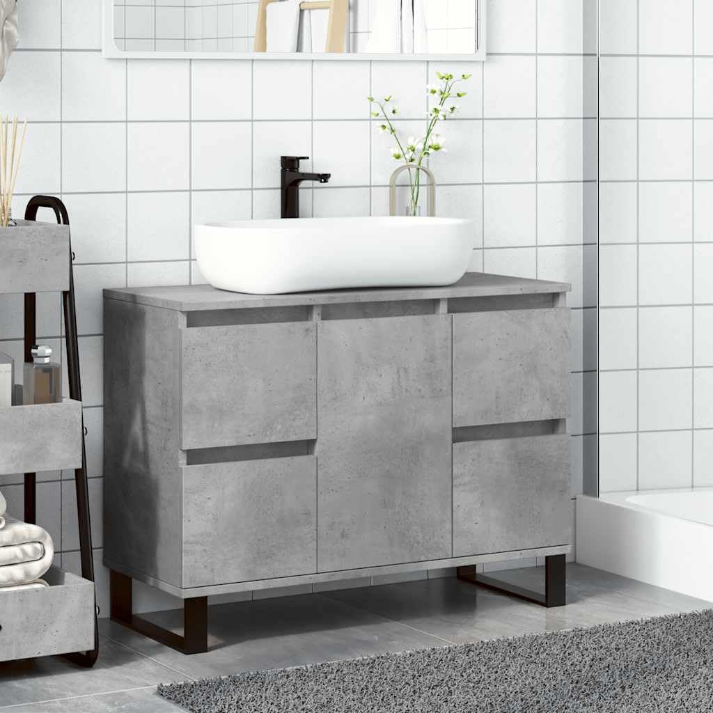 Armario de baño 80x33x60 cm Madera Mecanizada Gris Hormigón