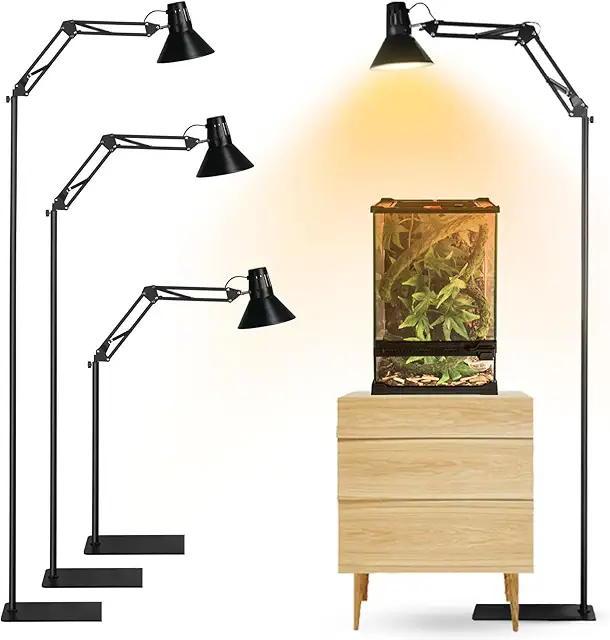 Adjustable Reptile Heat Lamp Stand with Lampshade for Terrariums