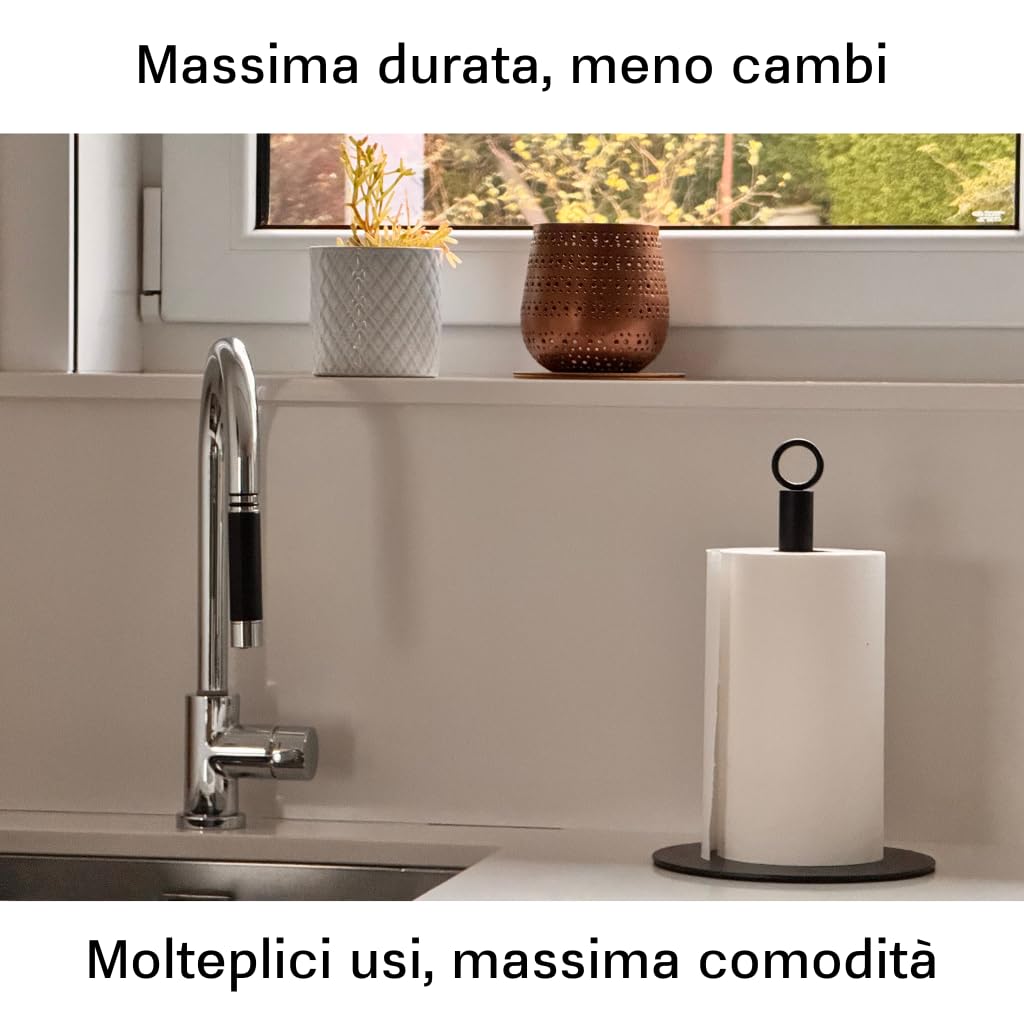 Porta Scottex Cucina e Porta Rotolo Industriale, Portarotolo per Rotoloni di Carta Grandi 20,5 cm, Supporto da Appoggio per Piano di Lavoro, Dispenser Carta Cucina Robusto, Portascottex
