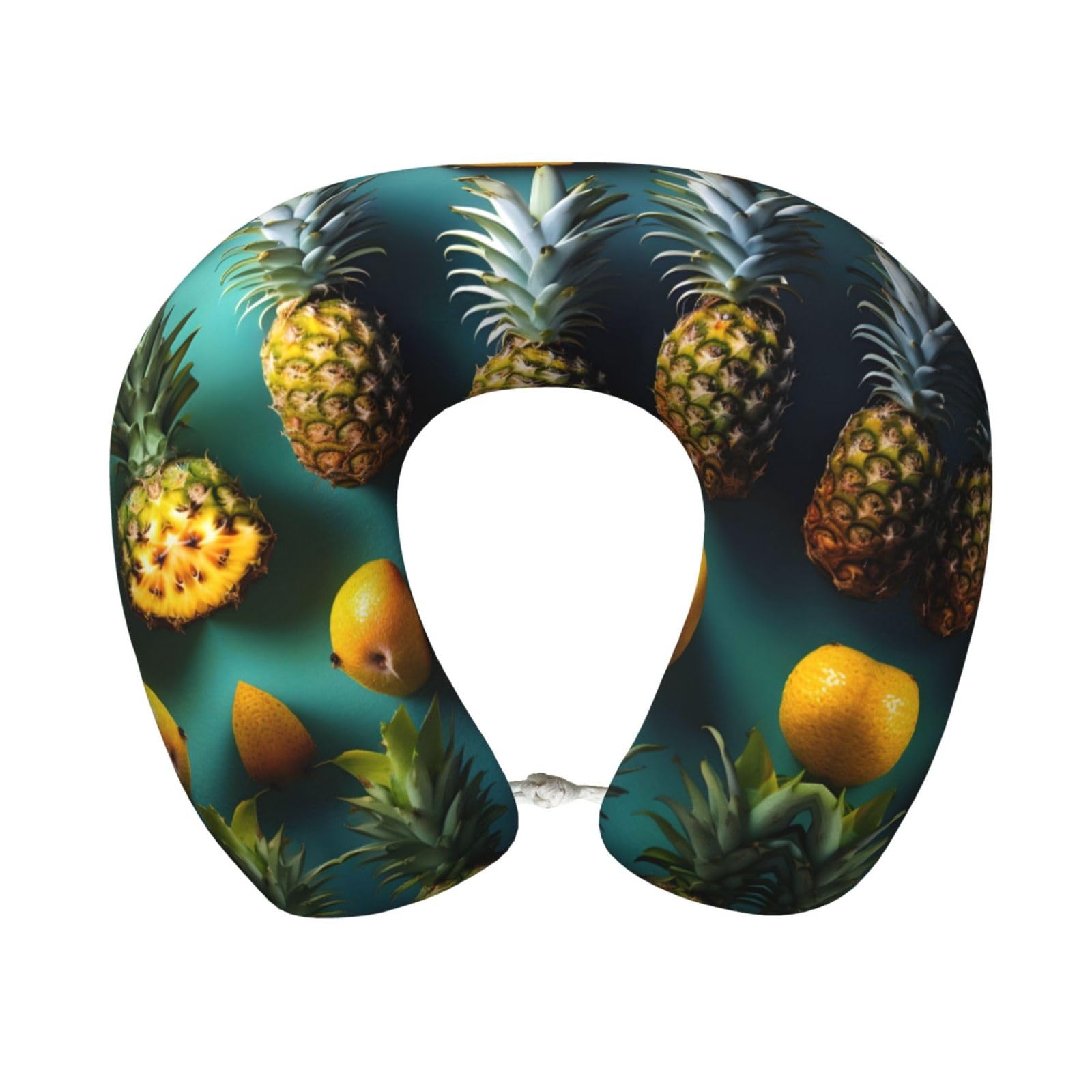 XingFox Tropical Fruit Pine Print Custom U-Shaped Travel Pillow,Memory Foam Cervical Neck Pillow,for Napping,Plane,Car,Home,Office
