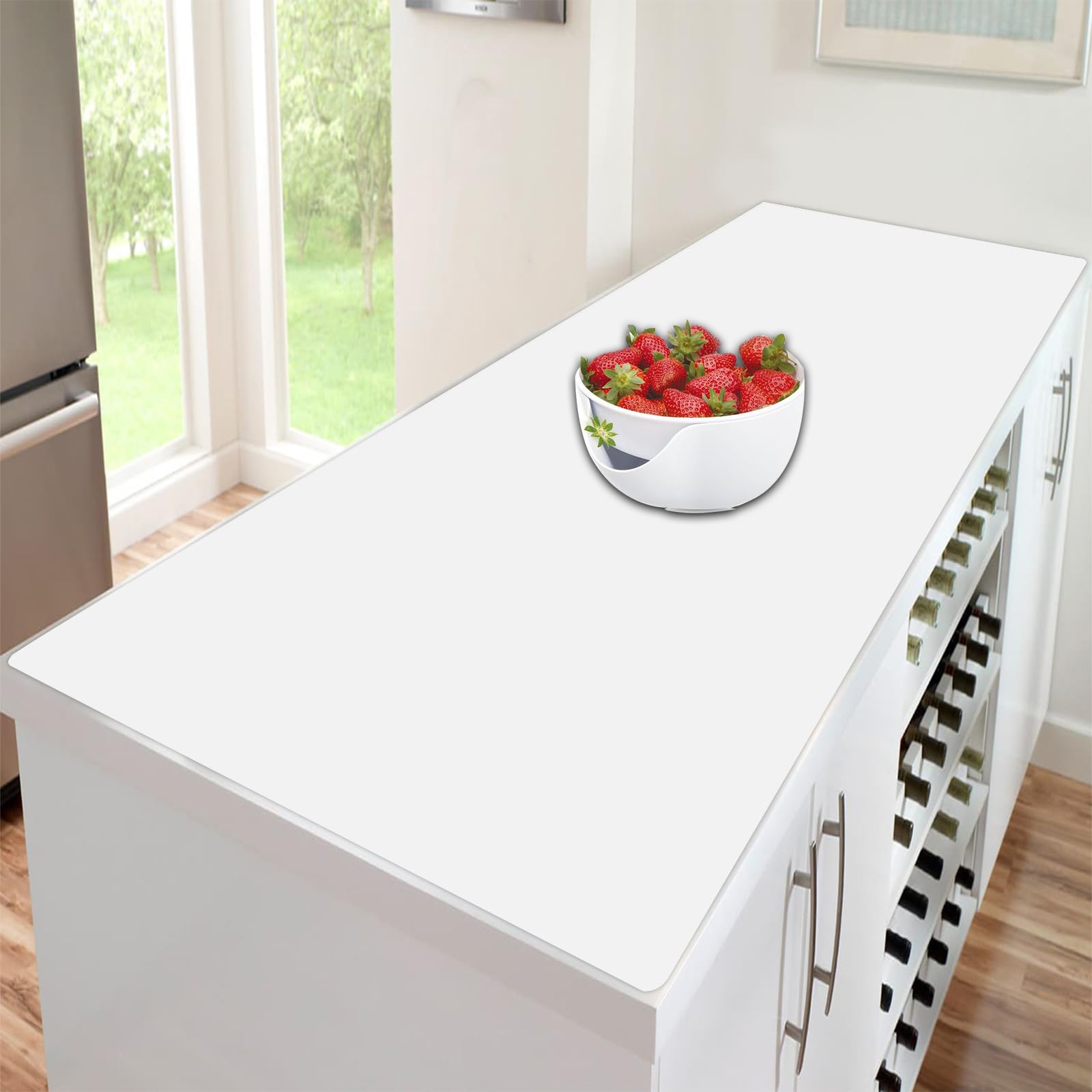 47.3''x23.6''(120cmx60cm) Extra Large Silicone Mat for Kitchen Counter 1.4MM Thick Non-Slip Heat Resistant Countertop Protector, Waterproof Durable Kitchen Mat for Countertop(Semitransparent)