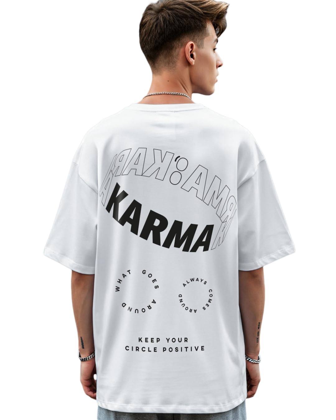 MANSLOOK Men Cotton Graphic Oversized Fit T-Shirt