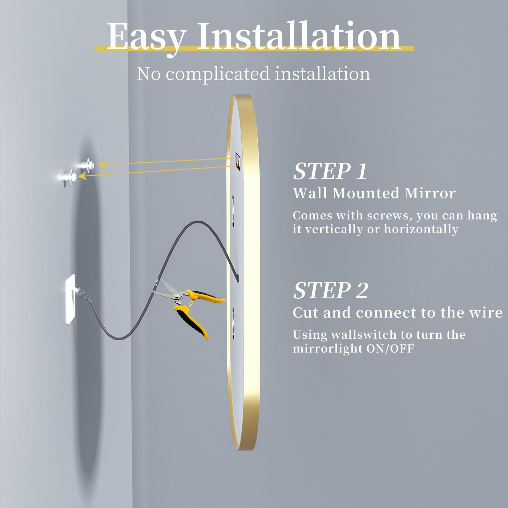 LUVODI Specchio Bagno LED Luce: Cornice Dorata Ovale 120x60cm Specchio Smart Led Bagno Oro da Parete 3 Touch Grande Illuminato Frontale Antiappannamento Dimmerabile Verticale Orizzontale