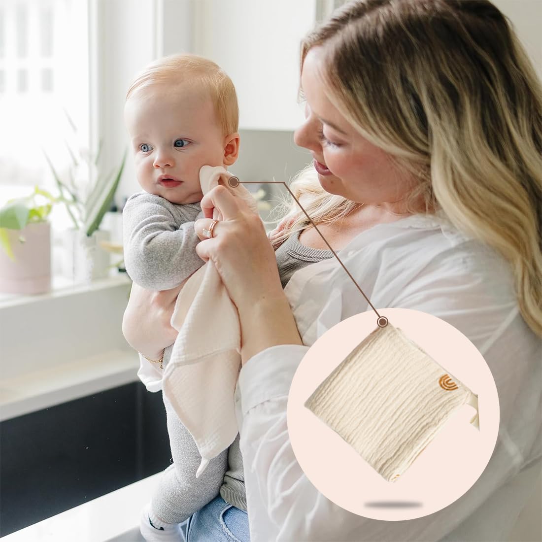 Lot De 5 Langes (Serviettes) En Coton Bio Bébé - 23x22 Cm - Lavables Et Réutilisables - Mousseline Douce