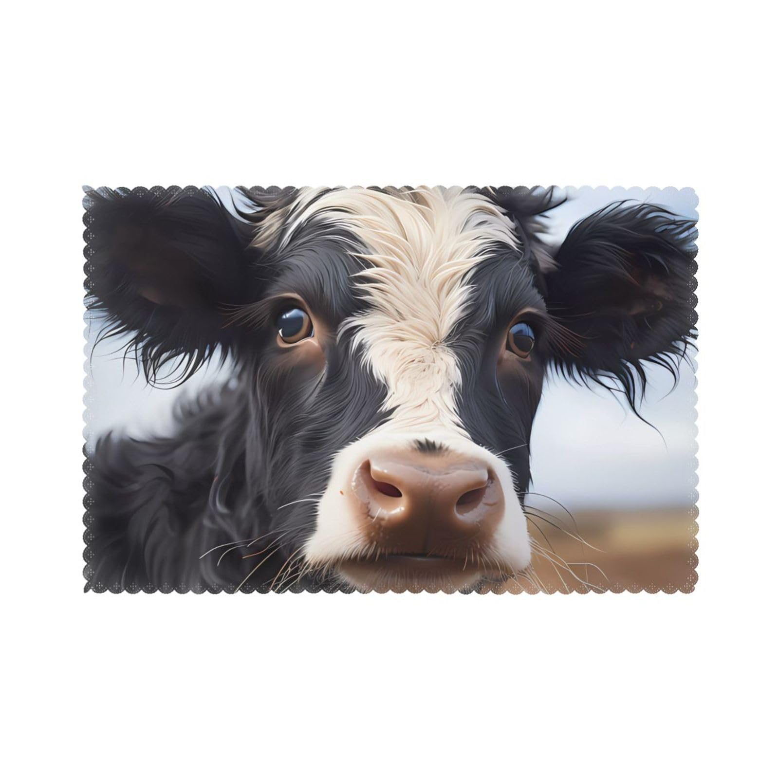 Cute Cow Placemat set of 6, oil-proof and insulated dining table placemats, washable and wipeable.