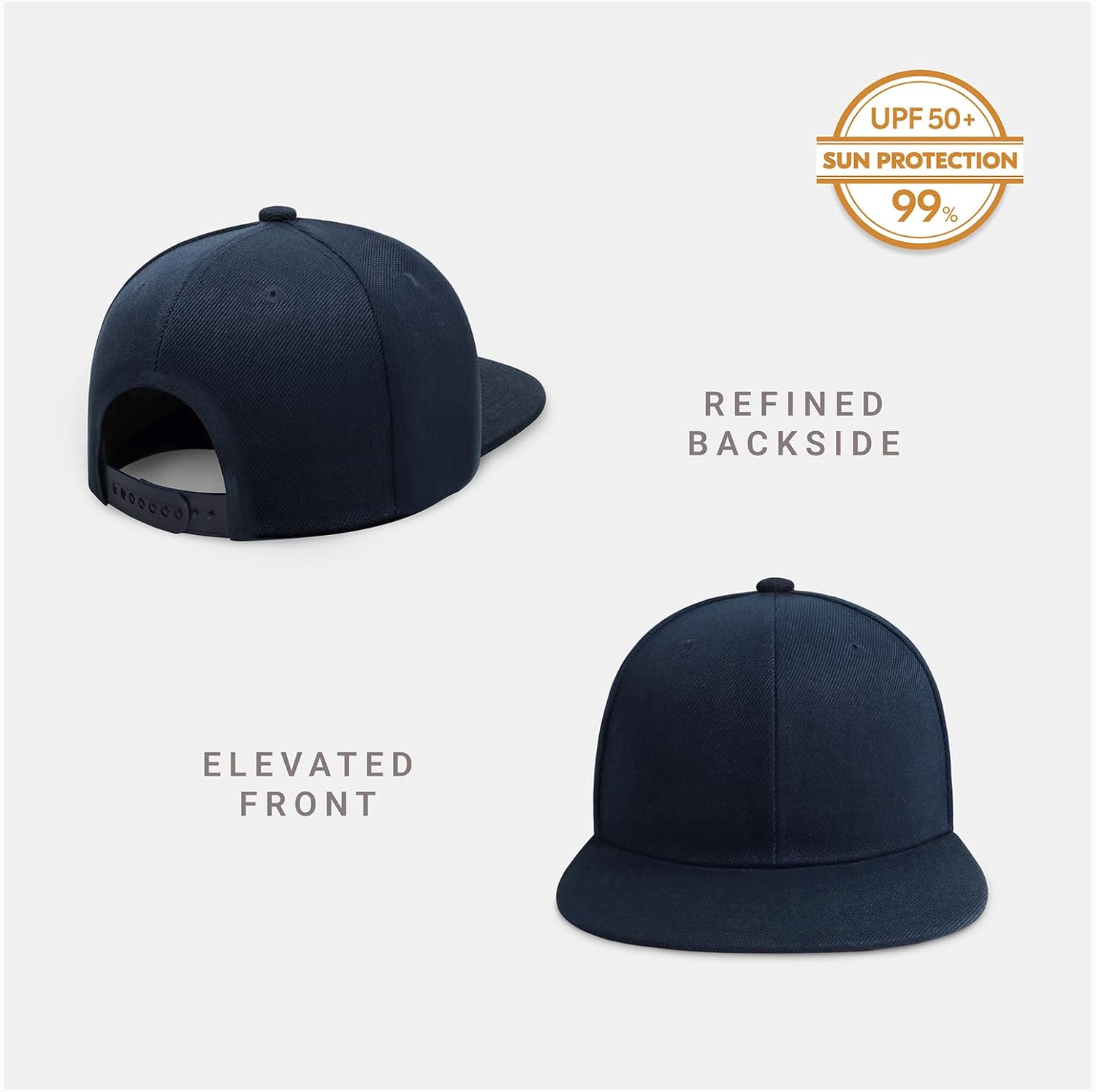 CHOK.LIDS Flat Bill Visor Classic Snapback Hat Blank Adjustable Brim High Top End Trendy Color Style Plain Tone Baseball Cap - Image 2