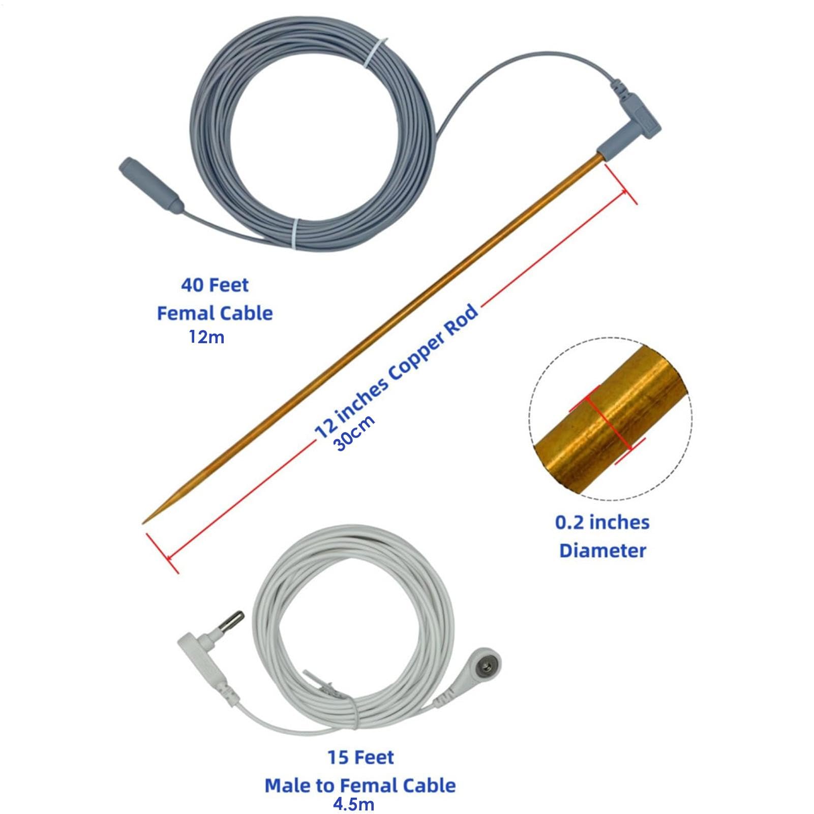 Grounding Earth Rod, Earth Grounding Tester, Grounding Cord 40Ft, Grounding Rod Accessories, Earthing Ground Tester, Grounding Earthing System, Earth Connection Rod, Grounding Cord Female,