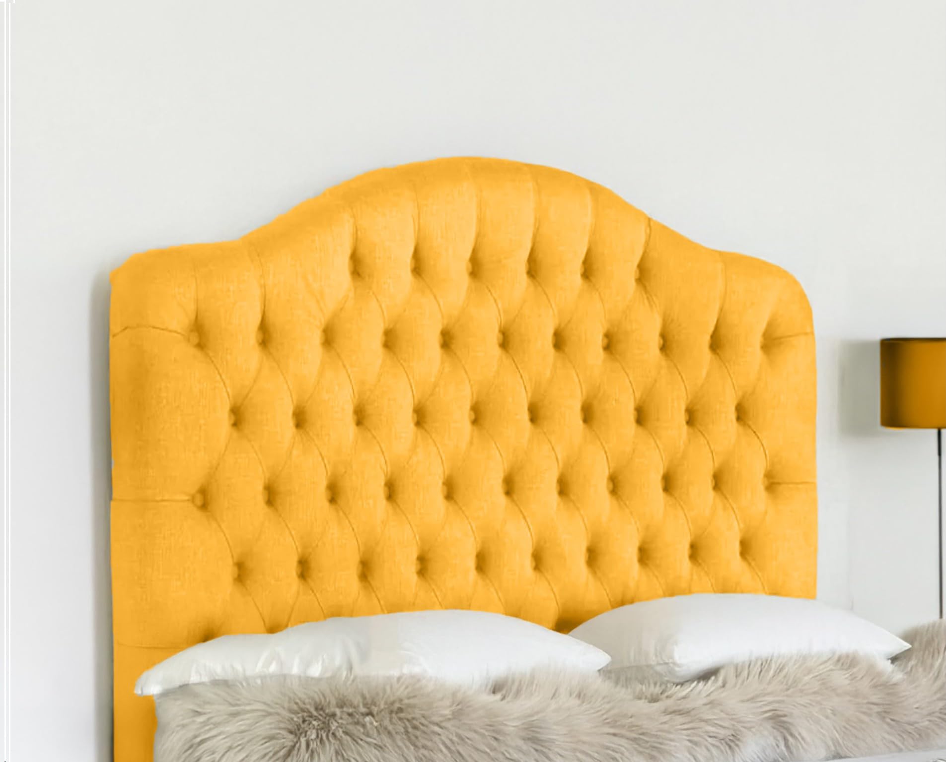 ELEGANT DESIGN DEWSBURY HEADBOARD IN PLUSH FABRIC - LUXURY HEADBOARDS IN 3FT, 4FT, 4FT6, 5FT, 6FT - 30" HEIGHT (Mustard Gold, 3FT SMALL SIZE)