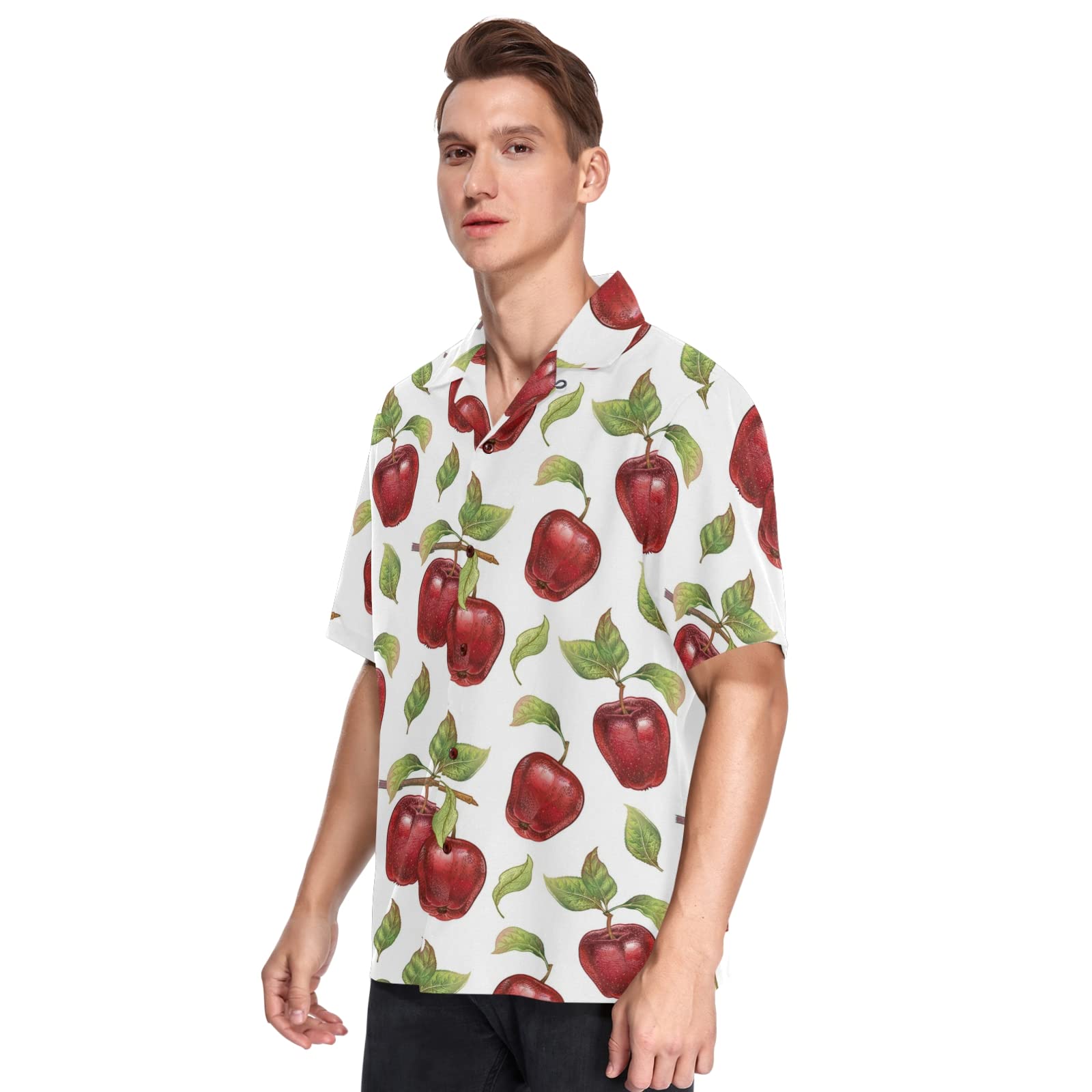 Amazon.com: Red Apples Pattern Men's Hawaiian Shirt Farmhouse Fresh Fruits  Short Sleeves Button Down Aloha Shirts Beach Dress Shirts : Clothing, Shoes  & Jewelry