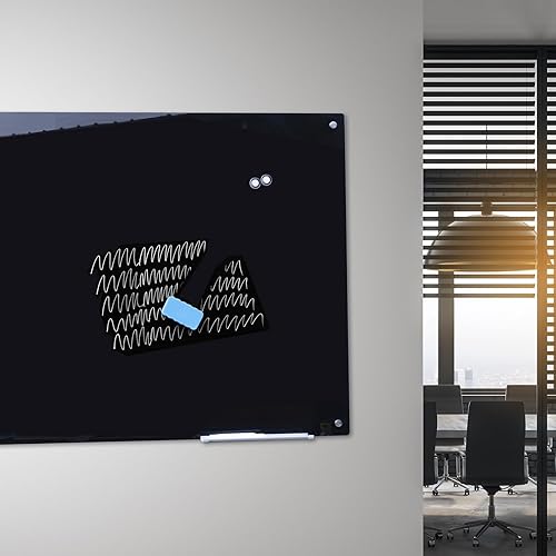 Miniatura 8 de Pizarra Magnética de Vidrio de 48" x 36" Pizarra de Borrado en Seco Sin Marco Premium Pizarras de Vidrio Templado Montadas en Pared Pizarra
