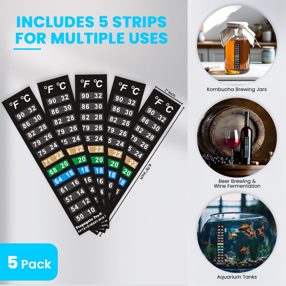 5 Termometri Adesivi LCD Per Birra Fatta In Casa - Autoadesivi Per Fermentatore, Range 2-36°C - Foto 3