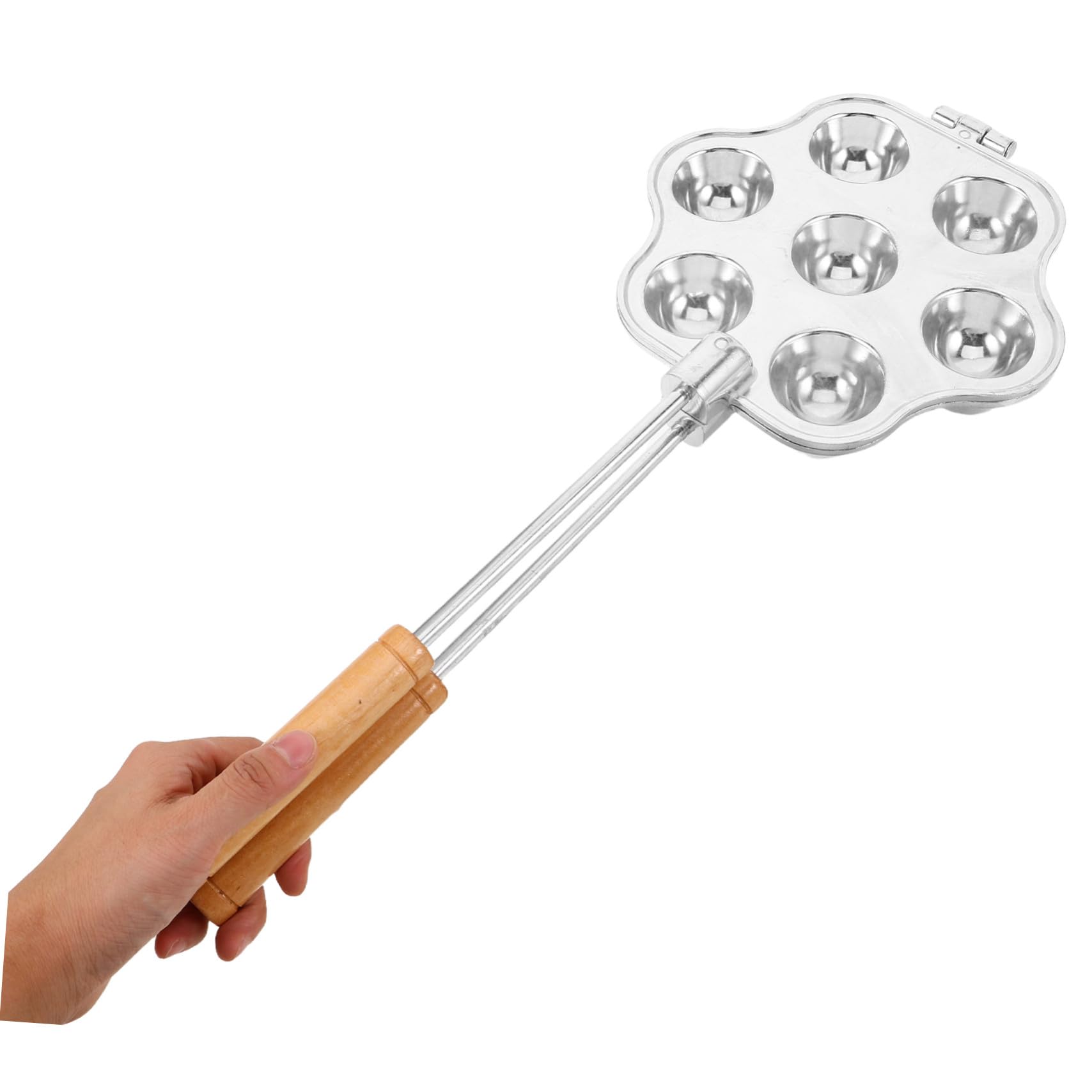 Amosfun Molde para Tartaletas de 7 Agujeros de Aluminio Plata con Asa | Base Plana, Calentamiento Uniforme, Reutilizable, Diseño de Flor Margarita, para Hornear en Fiestas