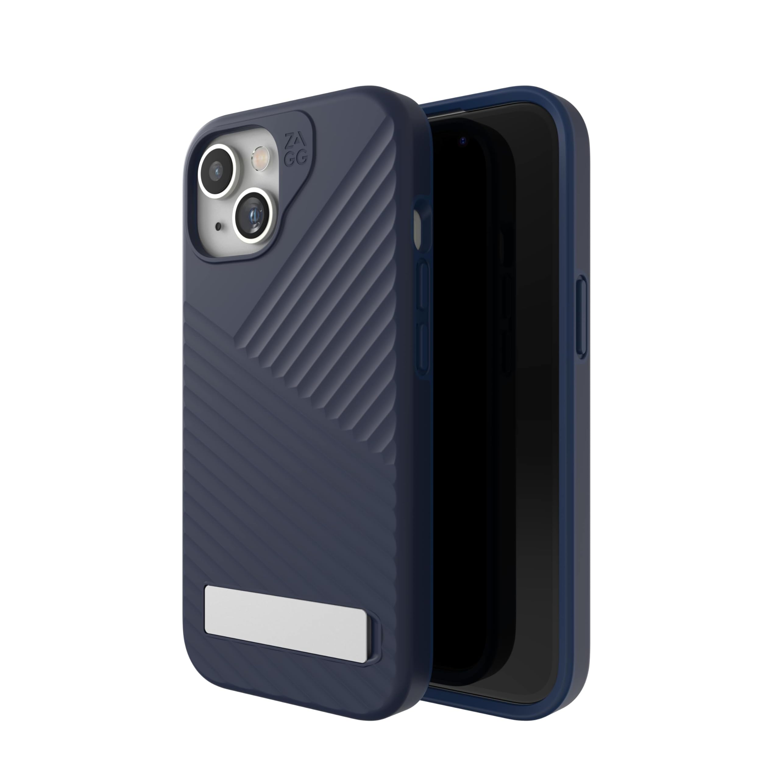 ZAGG Denali Snap - Funda para iPhone 15/14/13 con Soporte, protección contra caídas (16 pies), Funda Texturizada de Doble Capa para teléfono Celular, diseño Antideslizante, Funda MagSafe, Azul Marino