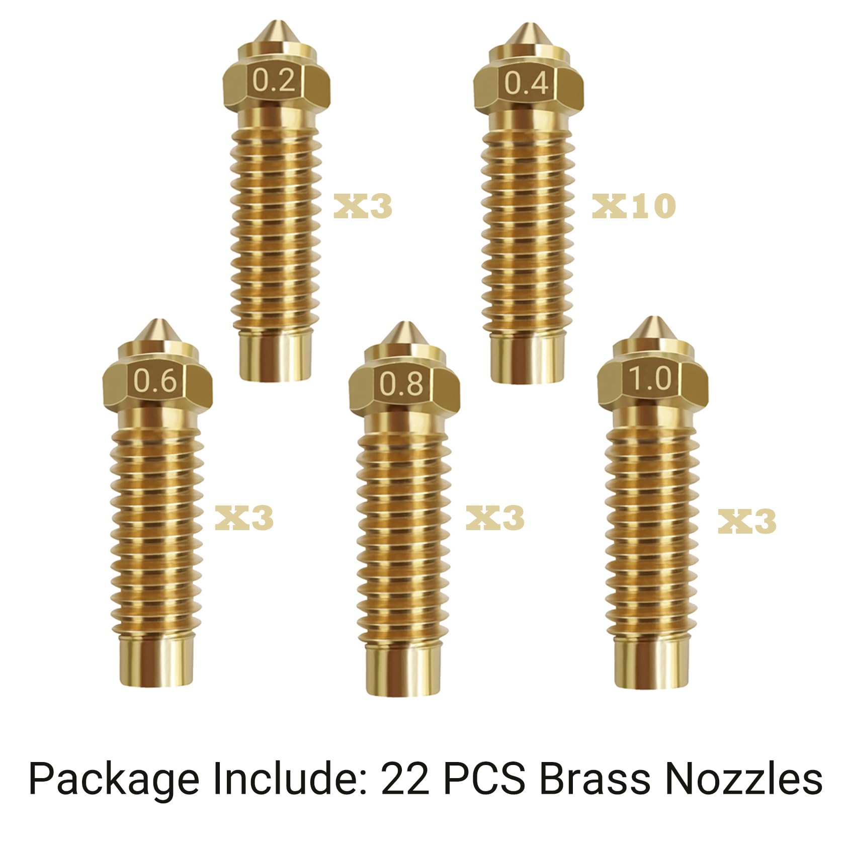 22-teiliges Barss-Düsen-Set für Neptune 4 Plus, 3D-Drucker, 10 Stück 0,4 mm und 3 Stück 0,2 mm, 0,6 mm, 0,8 mm, 1,0 mm Düsen-Set für Elegoo Neptune 4 Plus/Neptune 4 Max