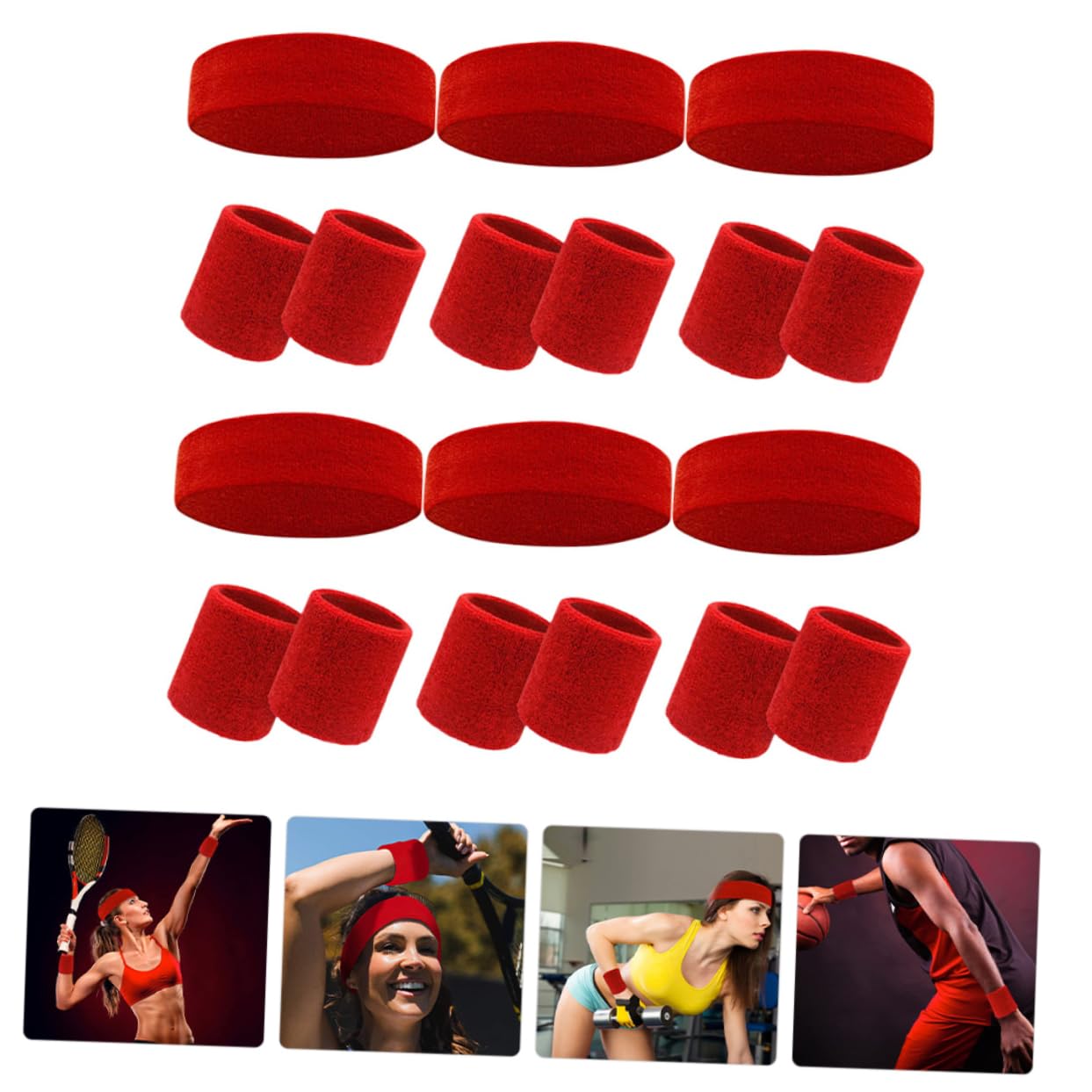 Toddmomy Sport Schweißband und Stirnband aus Polyester für Yoga und Radfahren Elastisch Formbeständig Passend für Damen und Herren Rot