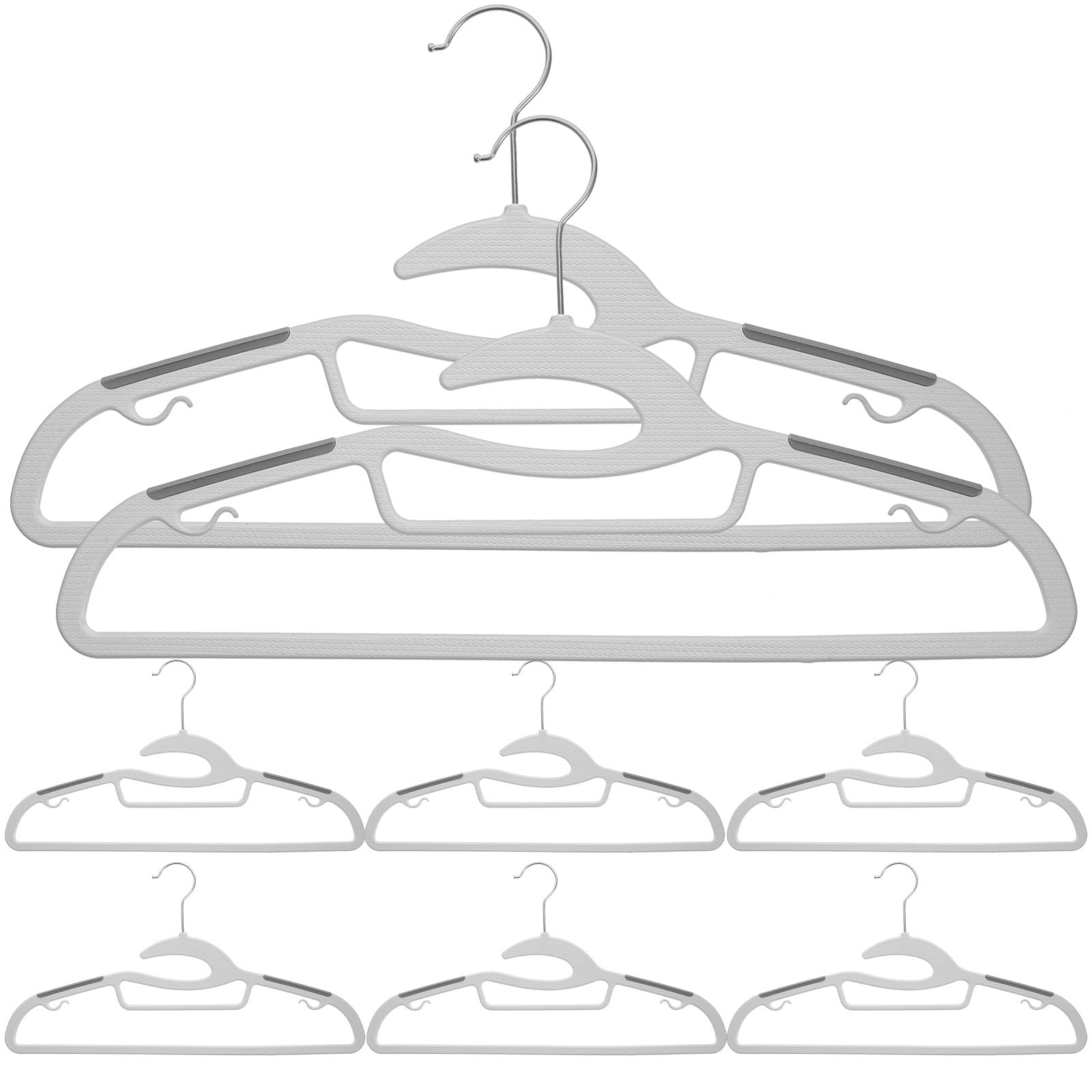 YARNOW 10 Pezzi Appendiabiti Antiscivolo in Acciaio Inossidabile e Abs, Extra Larghi e Spessi, Salvaspazio per Maglioni e Camicie, per Armadio Organizzato
