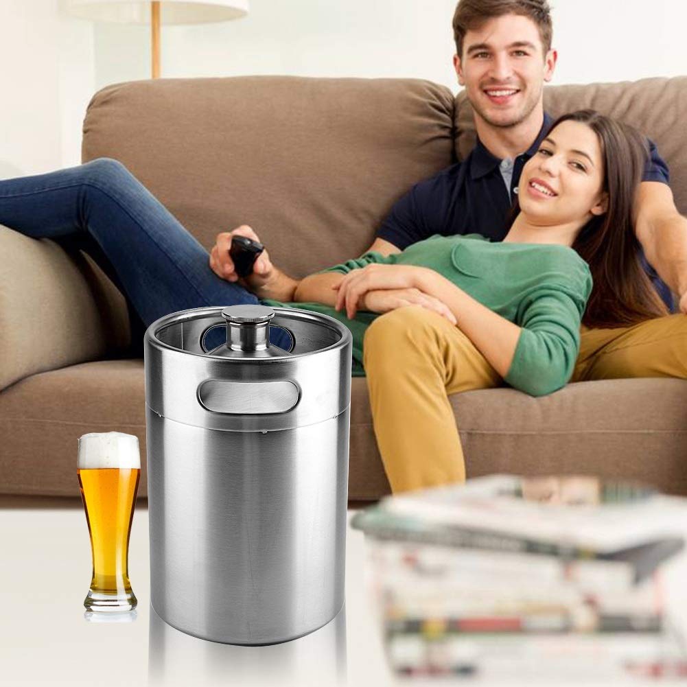 Baril de Bière, Mini Baril de Bière en Acier Inoxydable 5L Avec Couvercle en Spirale Pratique Accueil Hôtel Fournitures