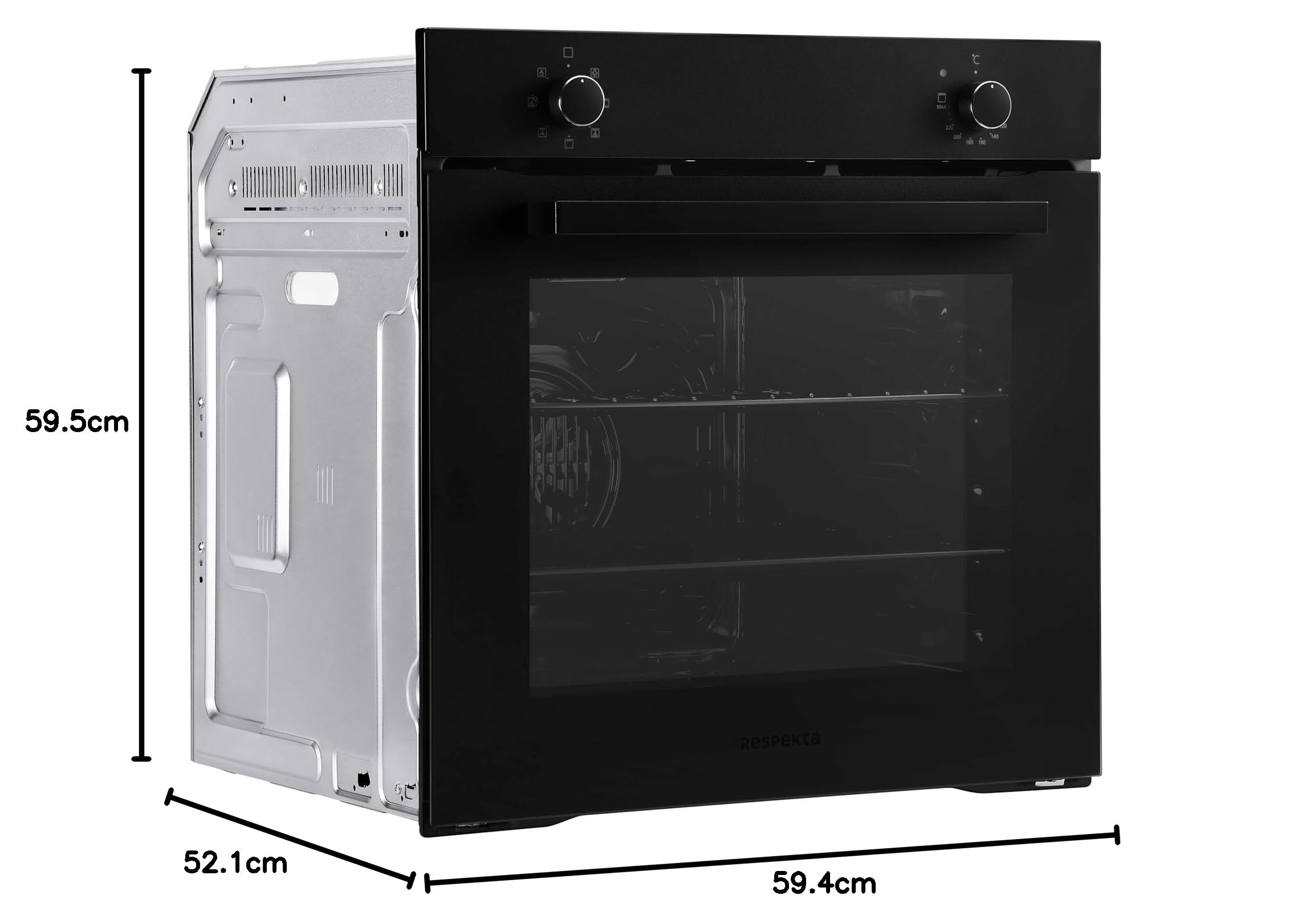 Respekta four encastrable autonome design noir mat AB121MS-26 / classe énergétique A / 72 litres / 7 modes de cuisson/fonction décongélation/cuisson assistée à la vapeur
