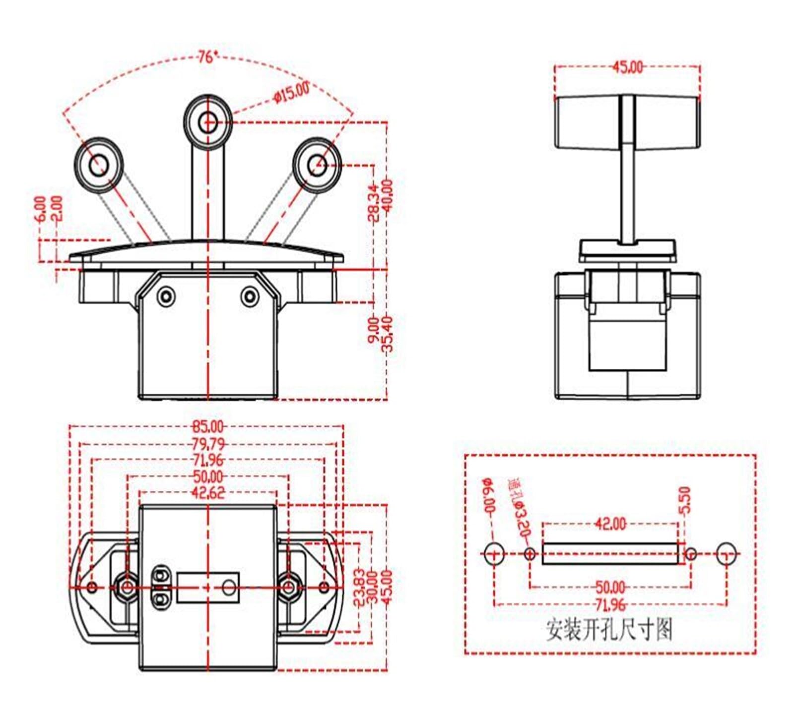 Poussoir vidéo T-Bar SMC78AS, Tige de Traction for Joystick à,Contrôle Précis(with centerfeel,Output Signal USB)