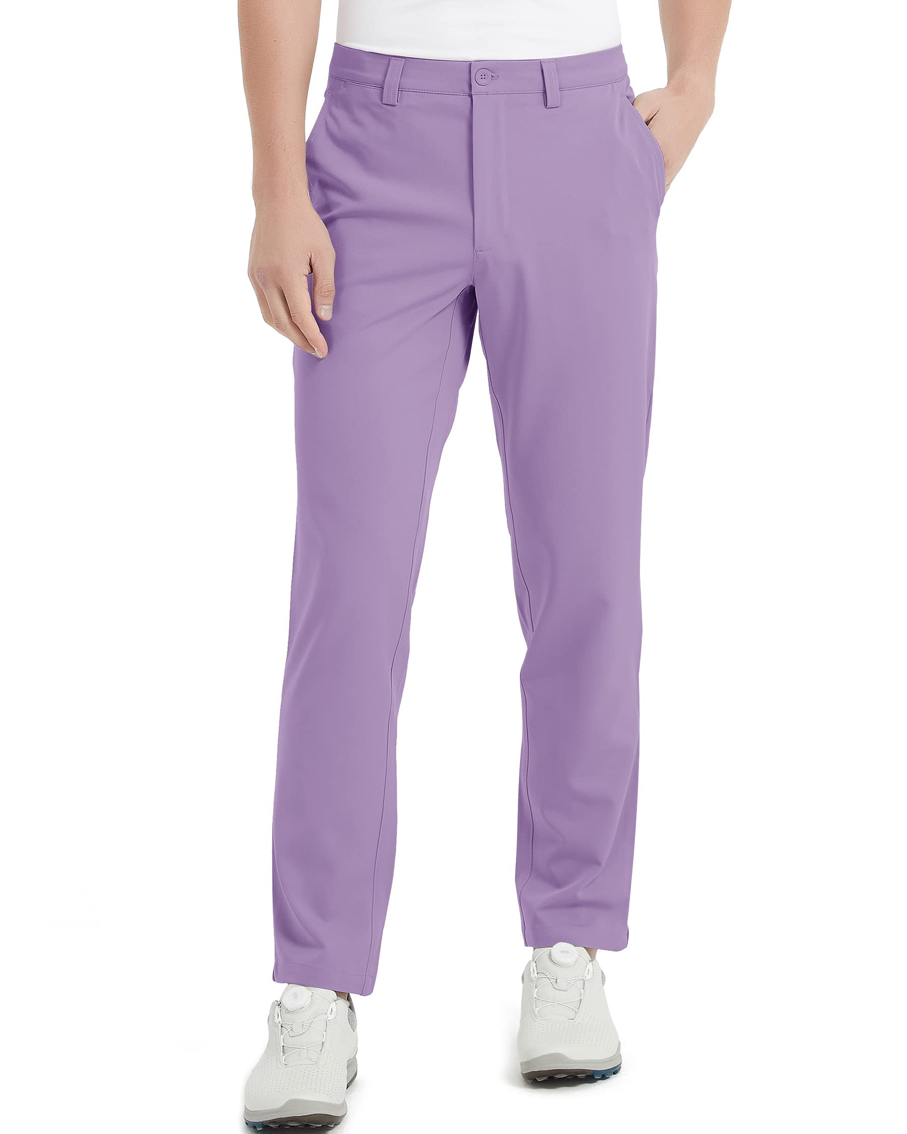 Lesmart Mens Golf Pants Stretch Slim Fit Lightweight Breathable Dry Fit Golf Pants with Pockets Violet 40Wx31L