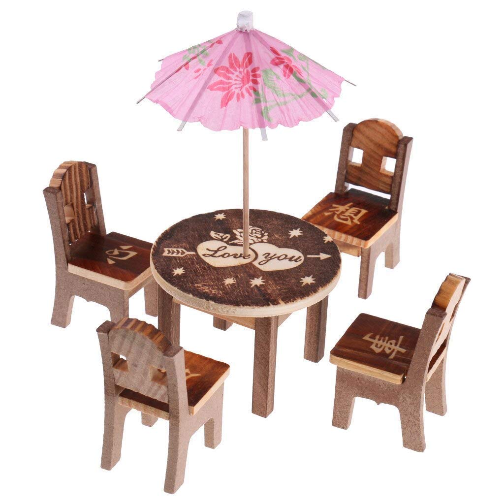 Crafts Collection Store Cute Miniature Dinning Table | Furniture Doll House Dining Room Table Play Wooden Toy for Kids 3+ Years-Brown (B08L6S2NXY) Amazon Price History, Amazon Price Tracker