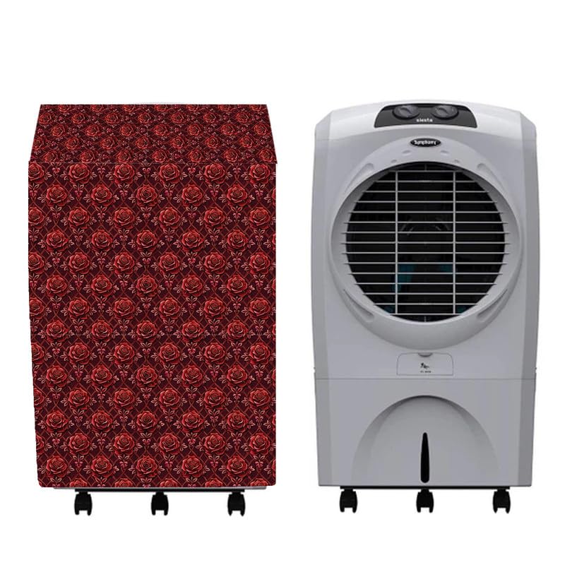 Image of PVC Cooler Cover Suitable for Symphony Siesta 95 Litre Desert Air Cooler, Waterproof Cover, Size (LXBXH) 72 X 58 X 113 Cm, Red Flower.