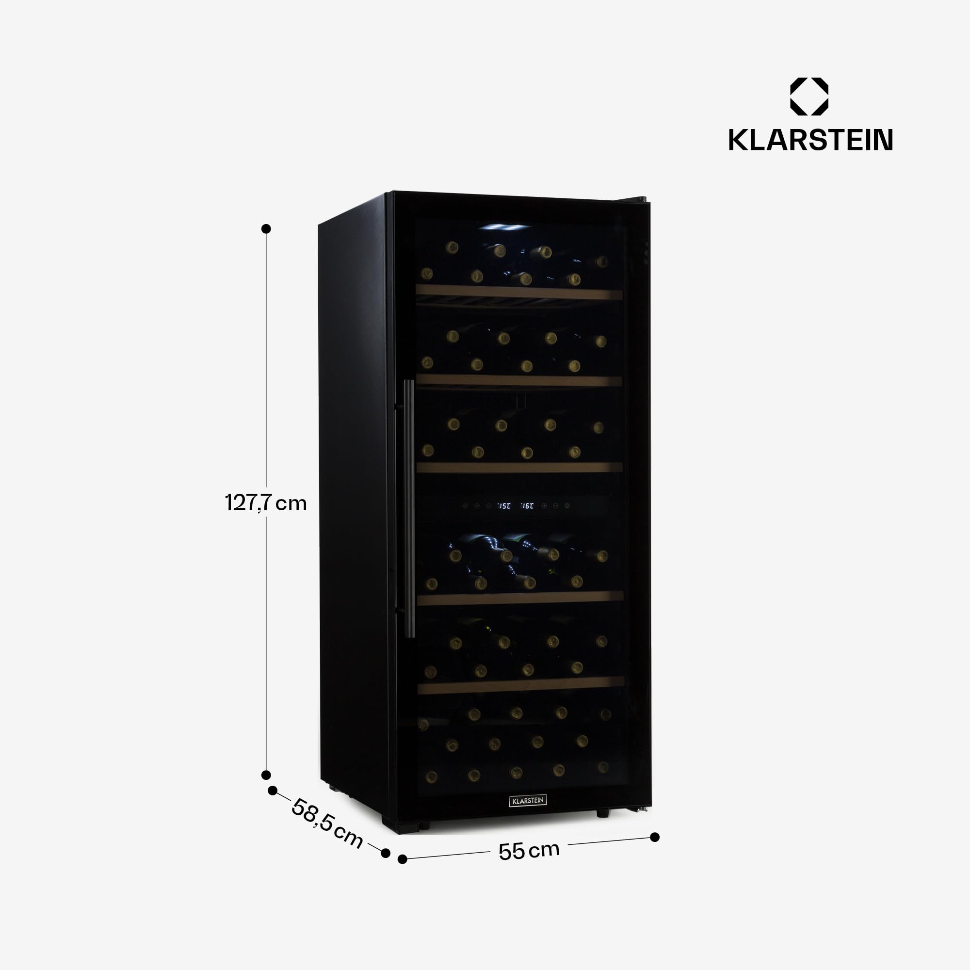 Klarstein Cave a Vin, Réfrigérateur à Vin avec Porte en Verre, Cave à Vin de Vieillissement, Prosecco, Bière, Ecran Tactile, Réfrigérateur Bar, Frigo, Protection UV, 5-18°C, 102 Bouteilles