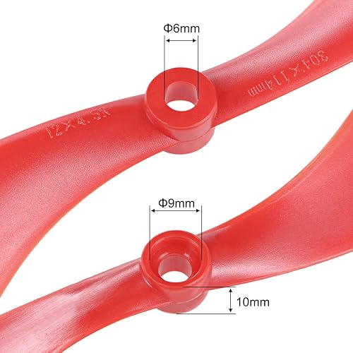 Miniatura 3 de uxcell Hélices RC 1245 12x4.5 pulgadas CW CCW 2-Vane para Quadcopter Multirotor Negro Rojo 4 Pares con Anillos Adaptadores