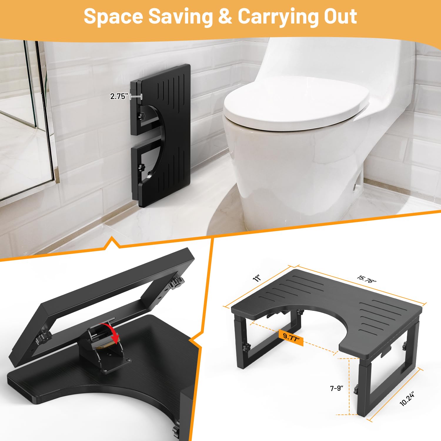 Camping Toilet Bamboo Toilet Stool Foldable, In, In Or In