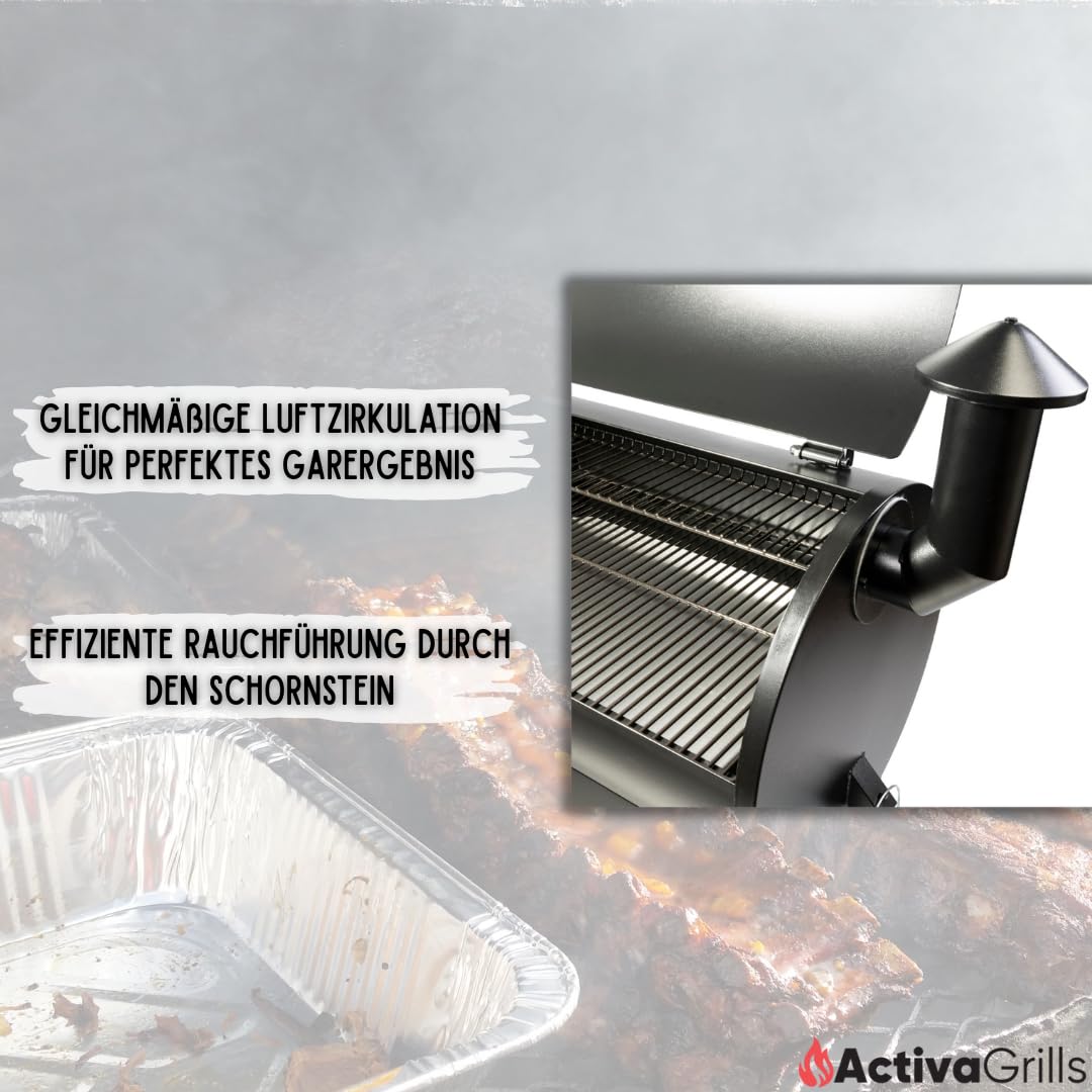 ACTIVA Smoker Grill El Paso I Pellet Smoker mit automatischer Pelletzuführung & Thermometer I Edelstahl-Grill für BBQ & Räuchern