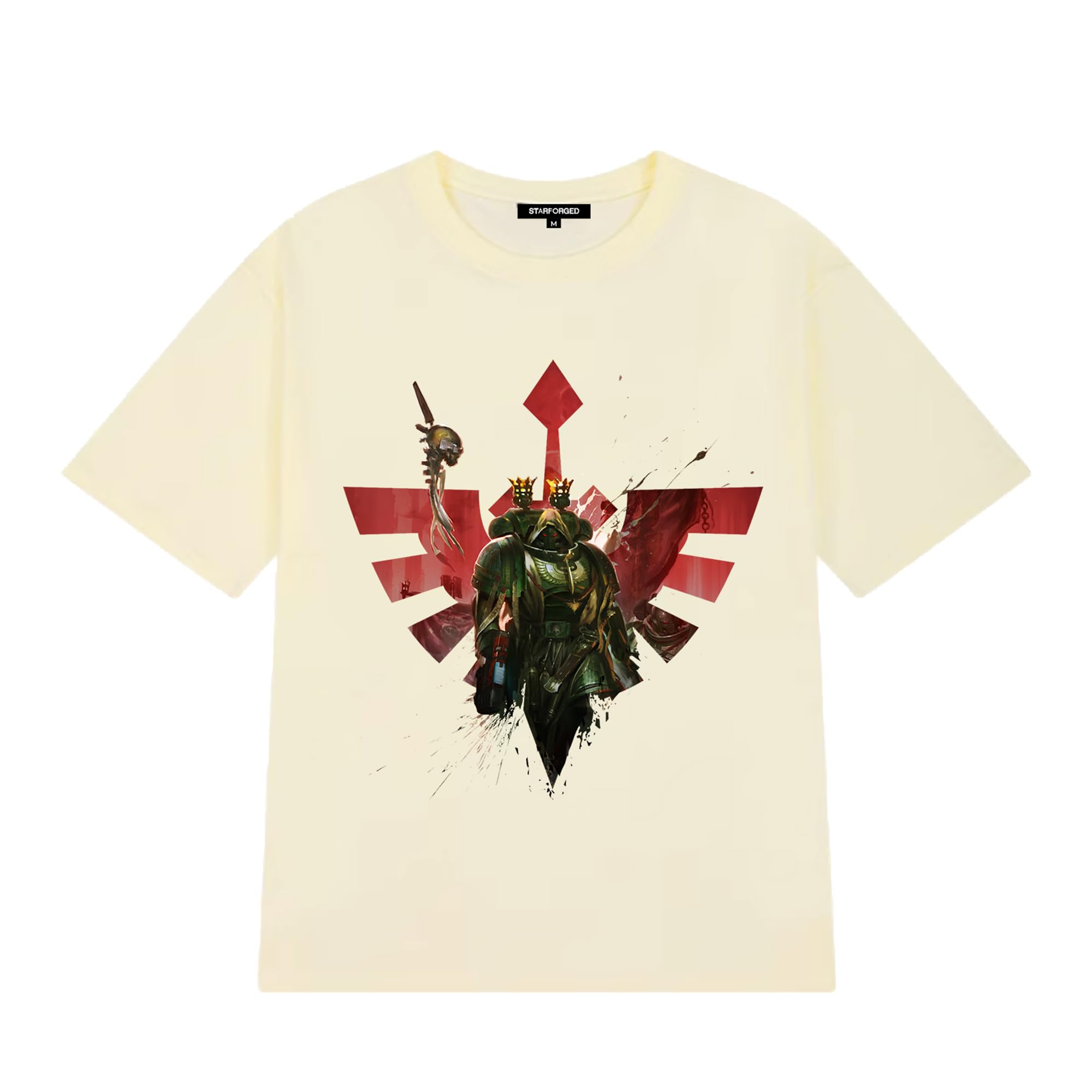 Starforged Angron Daemon Primarch Khorne Warhammer 40K Chaos Space Marines T-Shirt Clothing, Cream, XL