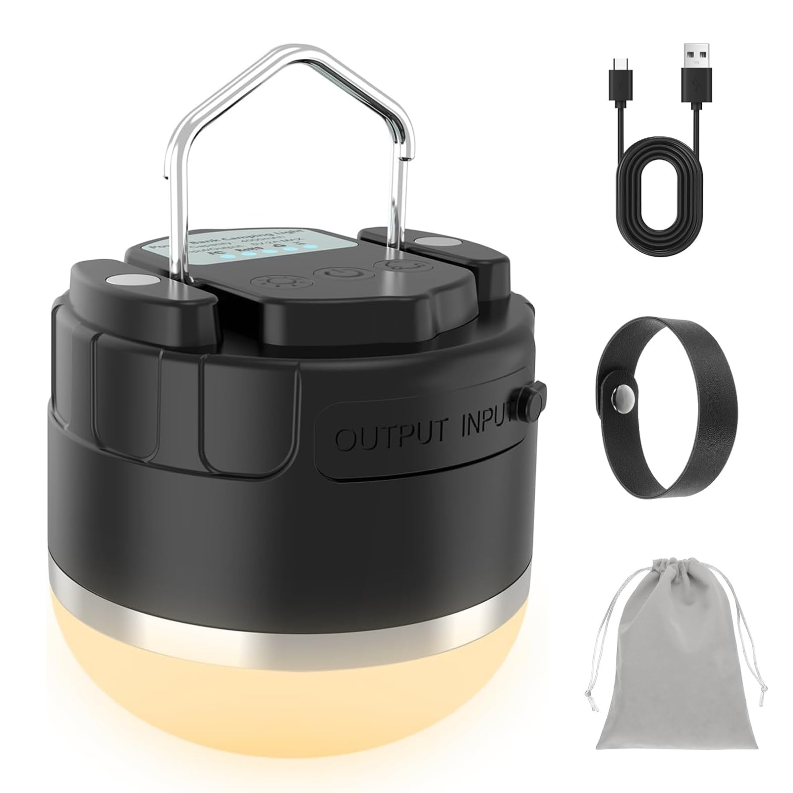 Linterna LED recargable portátil de 1000 lm con 4 modos de luz, base magnética, IPX5 impermeable para camping, senderismo, uso de emergencia en huracanes y cortes de energía
