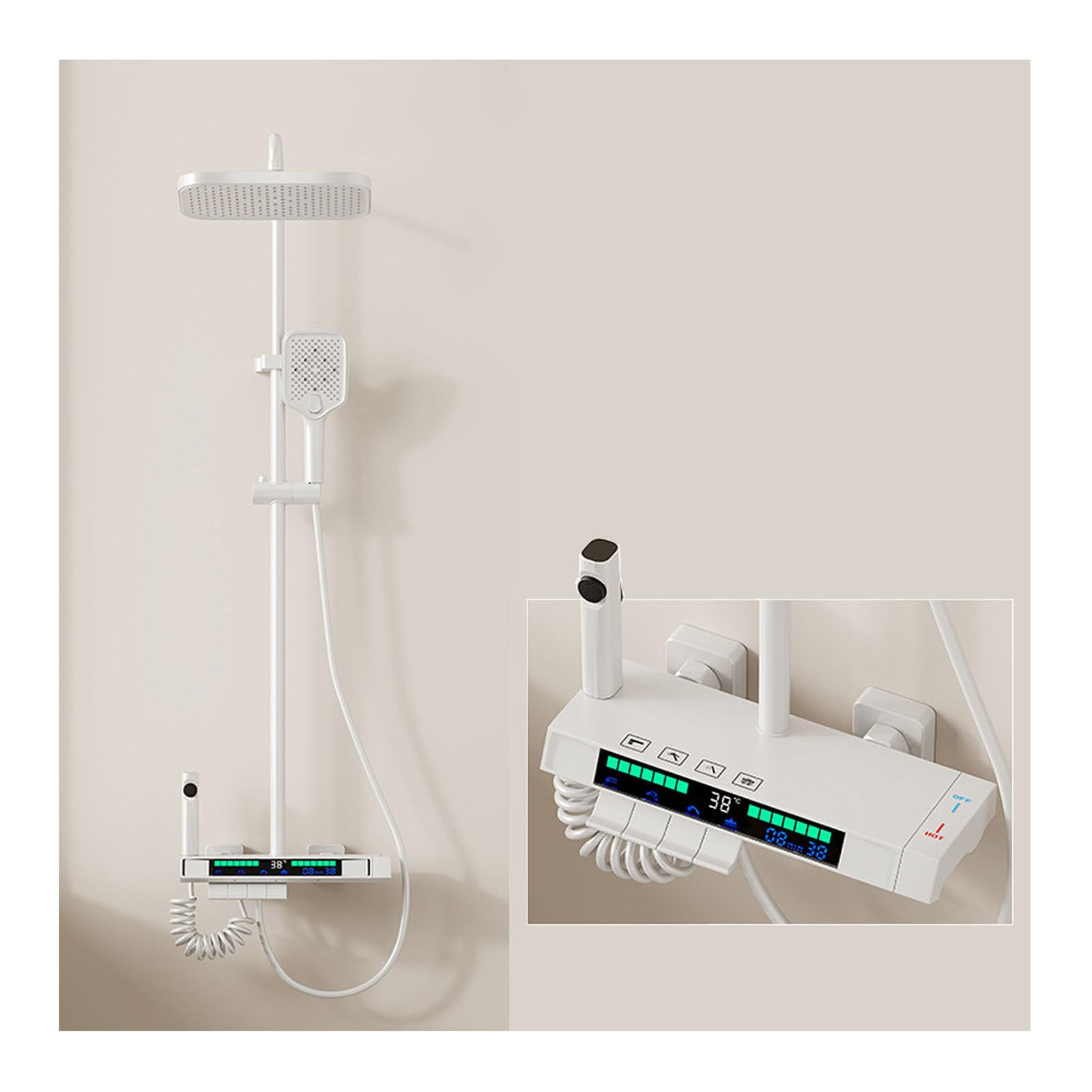 Système de douche thermostatique haut de gamme, colonne de douche design et élégante