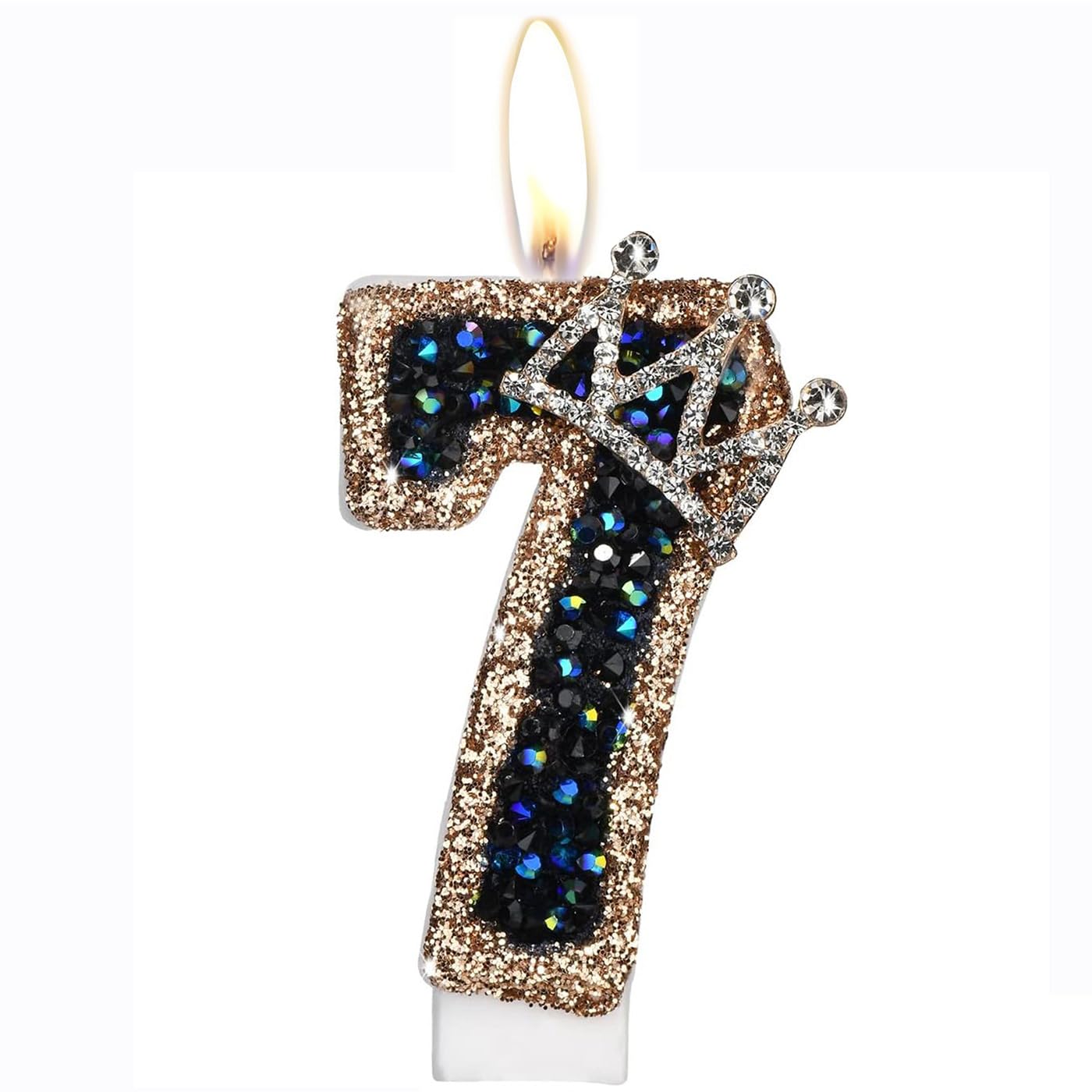Birthday Candles, Candles for Cake, Glitter Birthday Candles Cake Candles Topper for Girls Baby Birthday Party Anniversary Birthday Party (Black Diamonds, 7) — image 1