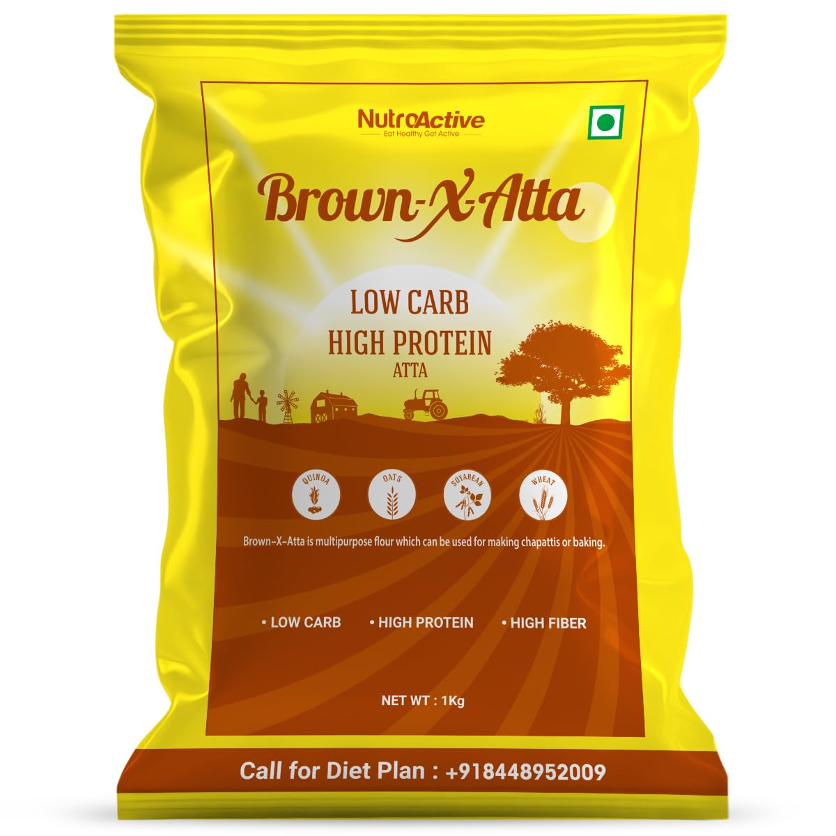 NutroActive BrownXatta Atta High Protein & Low Carb Keto Friendly Weight Loss Management Flour - 1kg (B06XQMG23M) Amazon Price History, Amazon Price Tracker