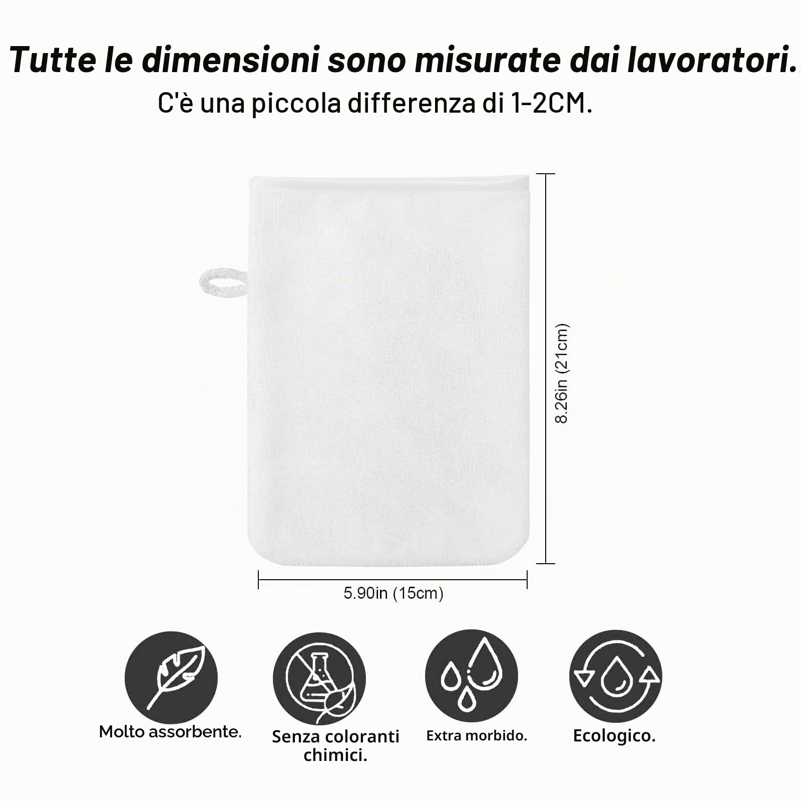 PHOGARY 10 Guanti da Bagno, Bianco e Taupe 15 x 21 cm, Microfibra Guanti da Toilette, Morbidi e Molto Assorbente